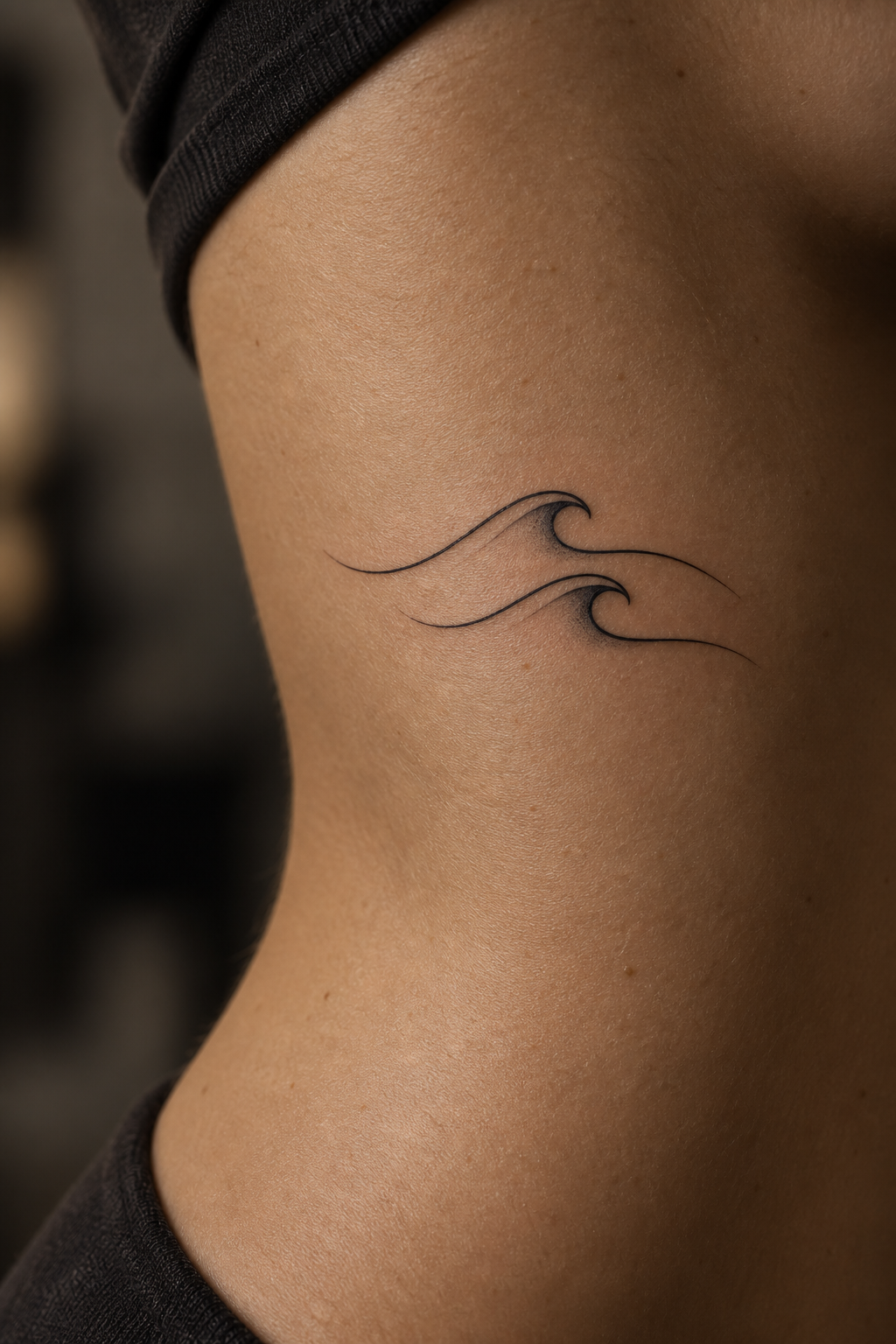 Small ocean waves mother daughter tattoo idea