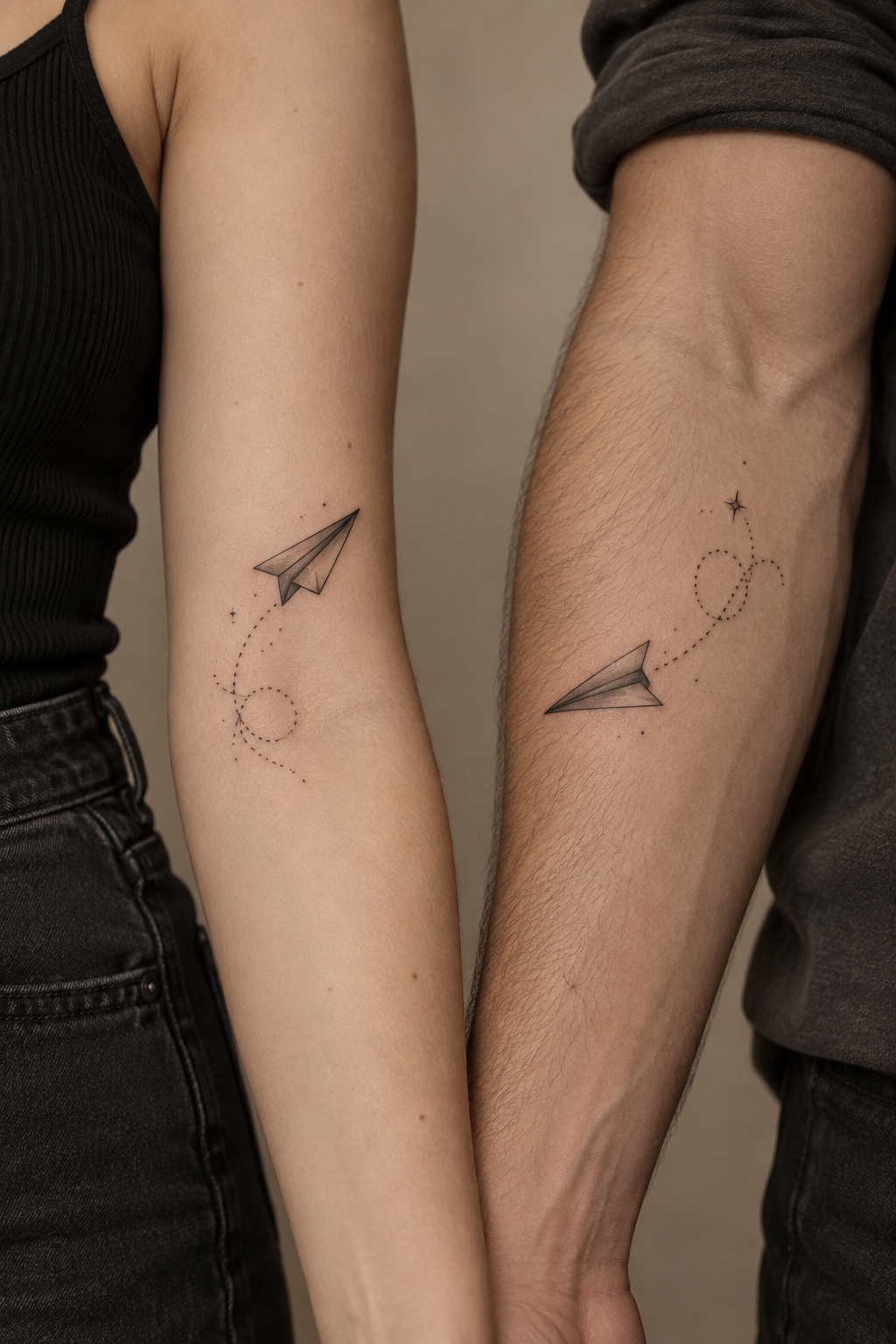 Paper plane mother daughter tattoo idea