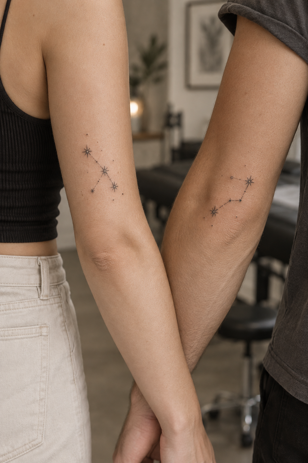 Small star constellations mother daughter tattoo idea