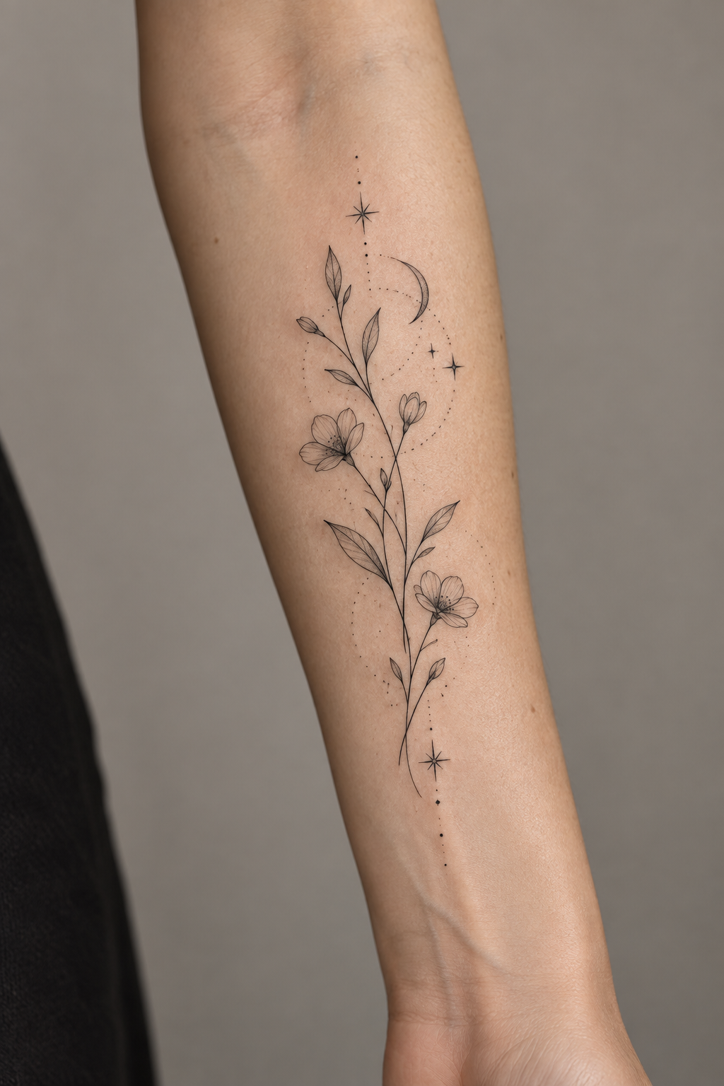 Small Sun and Moon small forearm tattoos idea