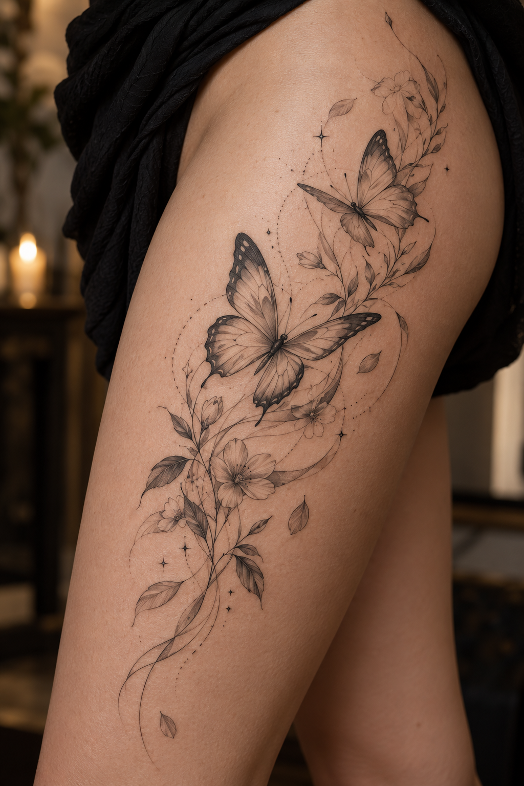 Butterfly Dreams small thigh tattoo idea