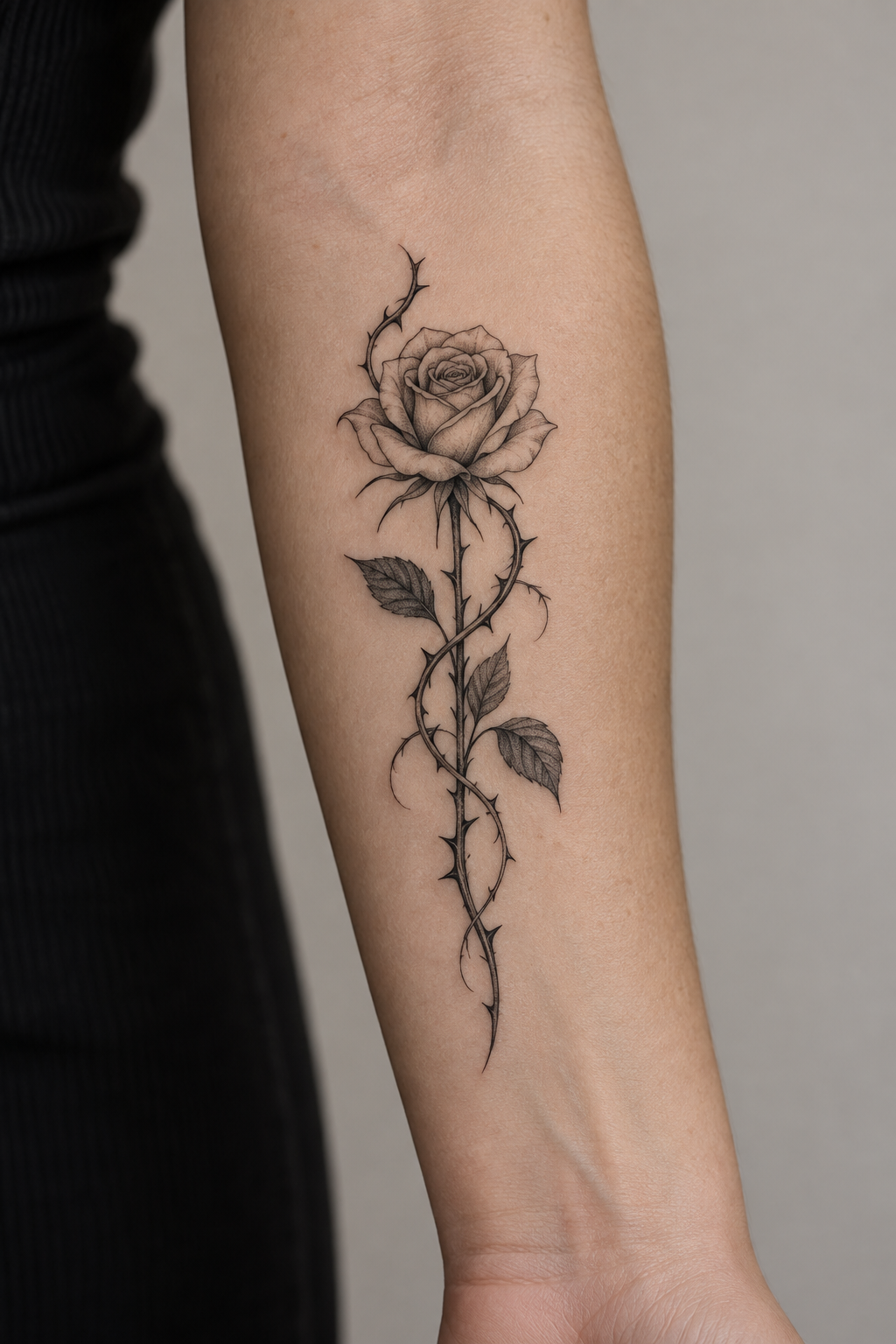 Rose and thorns tattoo