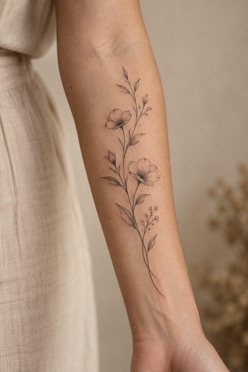 Minimalist Floral Tattoo small arm tattoos idea