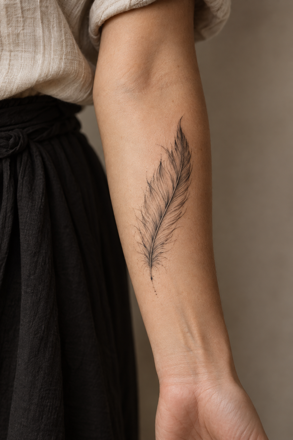 Feather Tattoo small arm tattoos idea