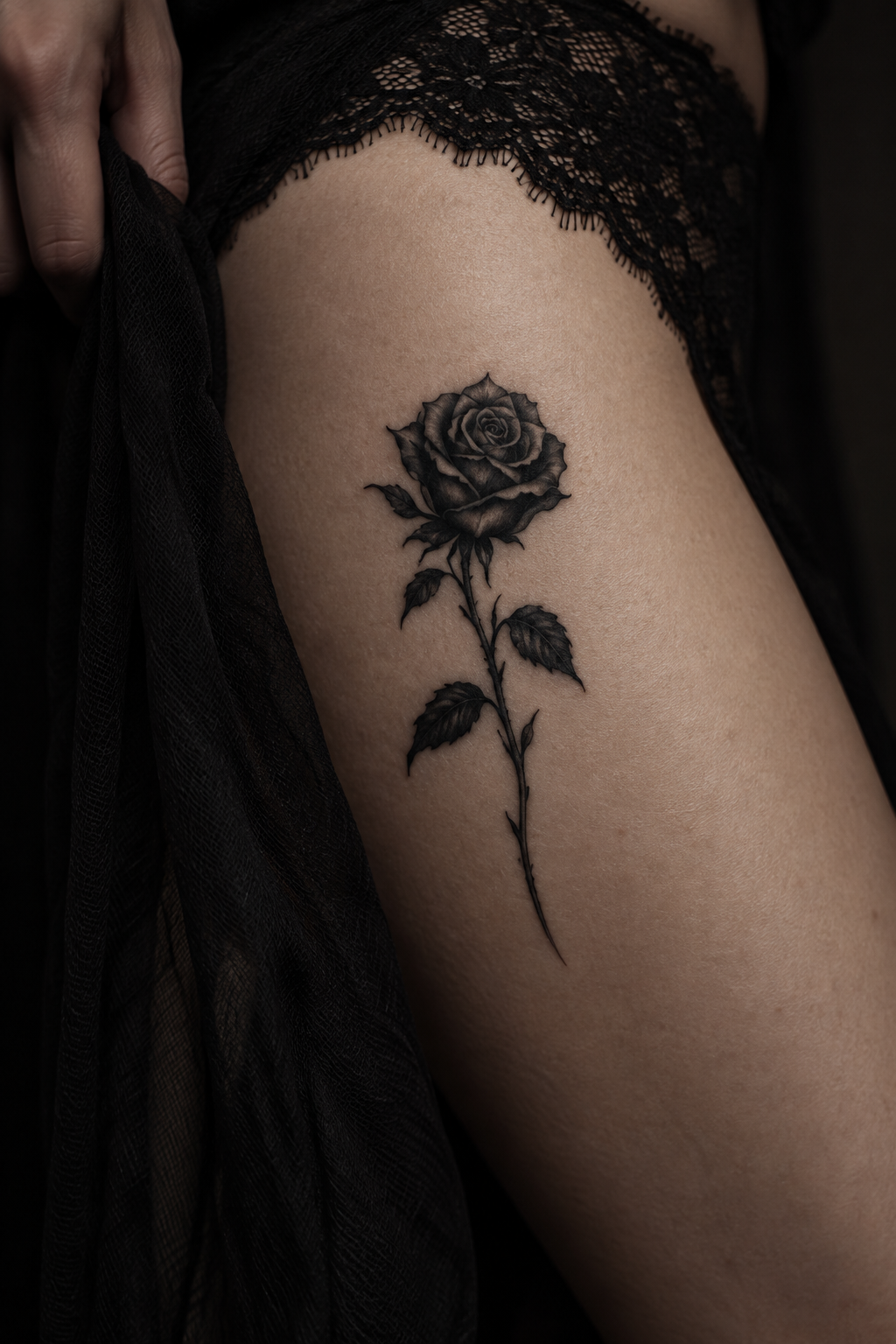 Black Rose small gothic tattoo idea