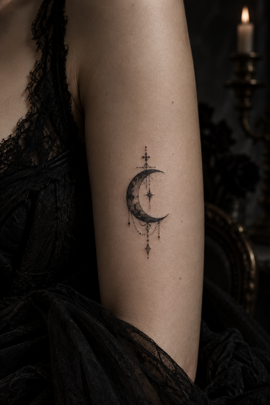 Crescent Moon small gothic tattoo idea