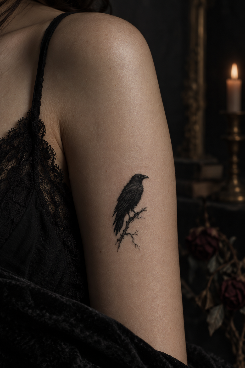 Raven Silhouette small gothic tattoo idea