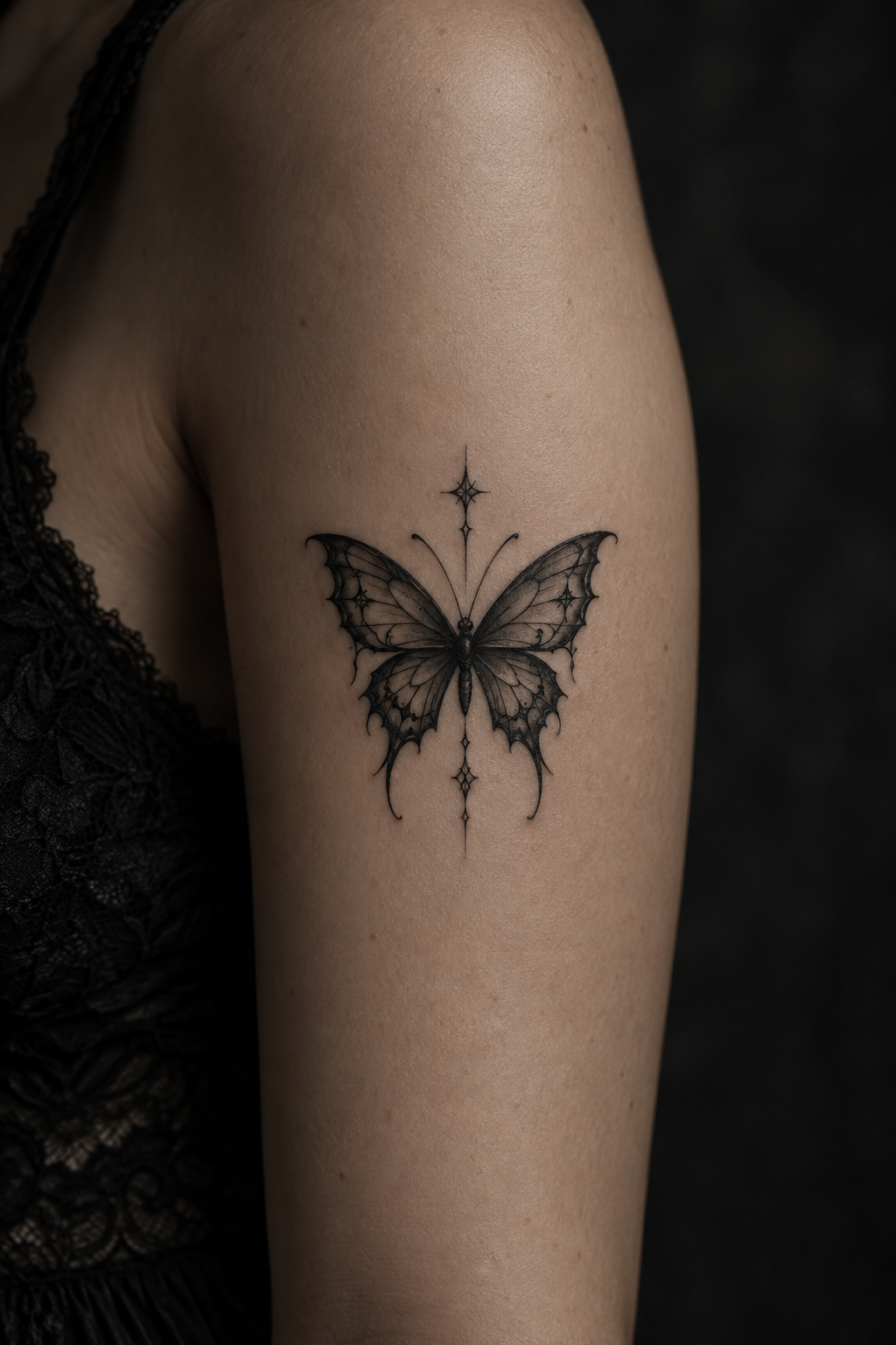 Dark Butterfly small gothic tattoo idea
