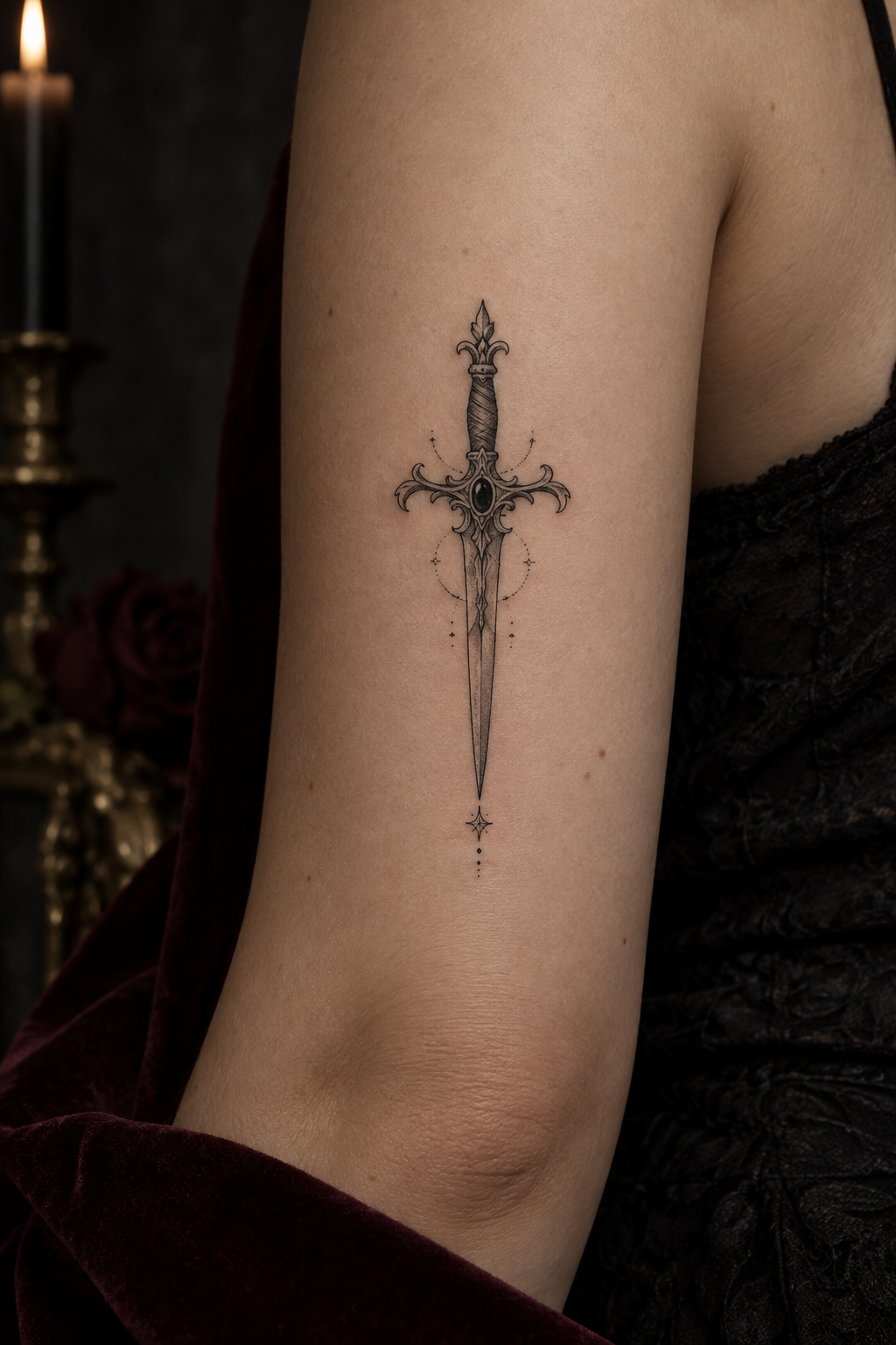 Ornamental Dagger small gothic tattoo idea