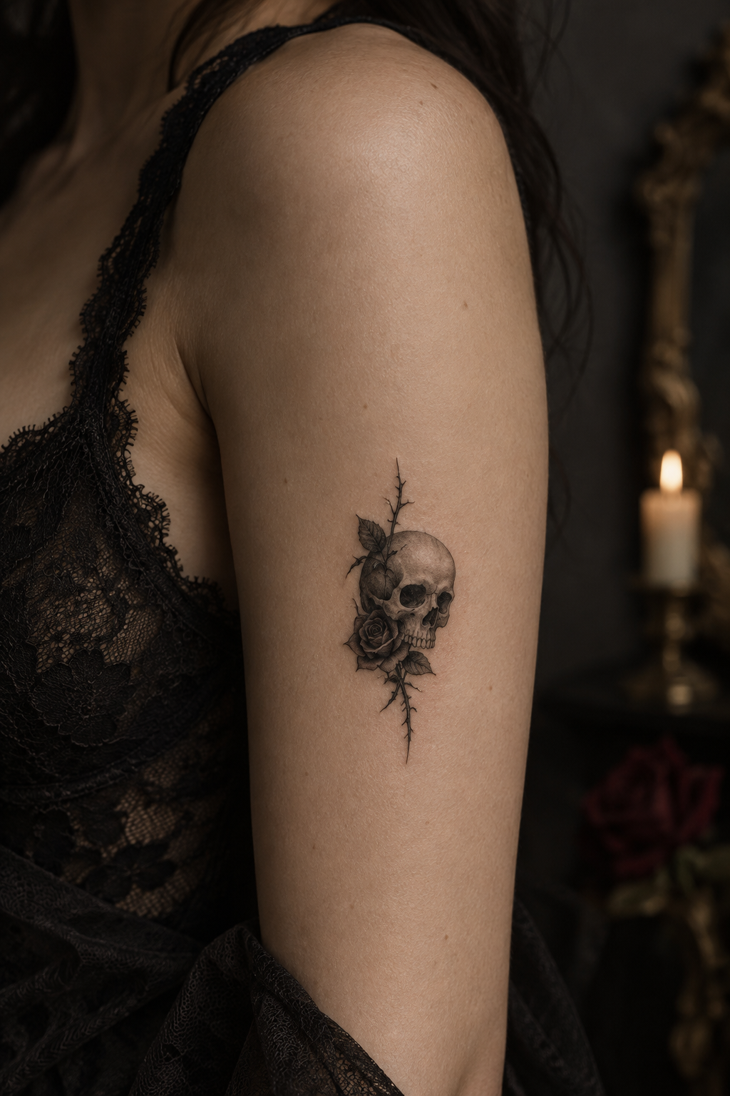 Skull Miniature small gothic tattoo idea