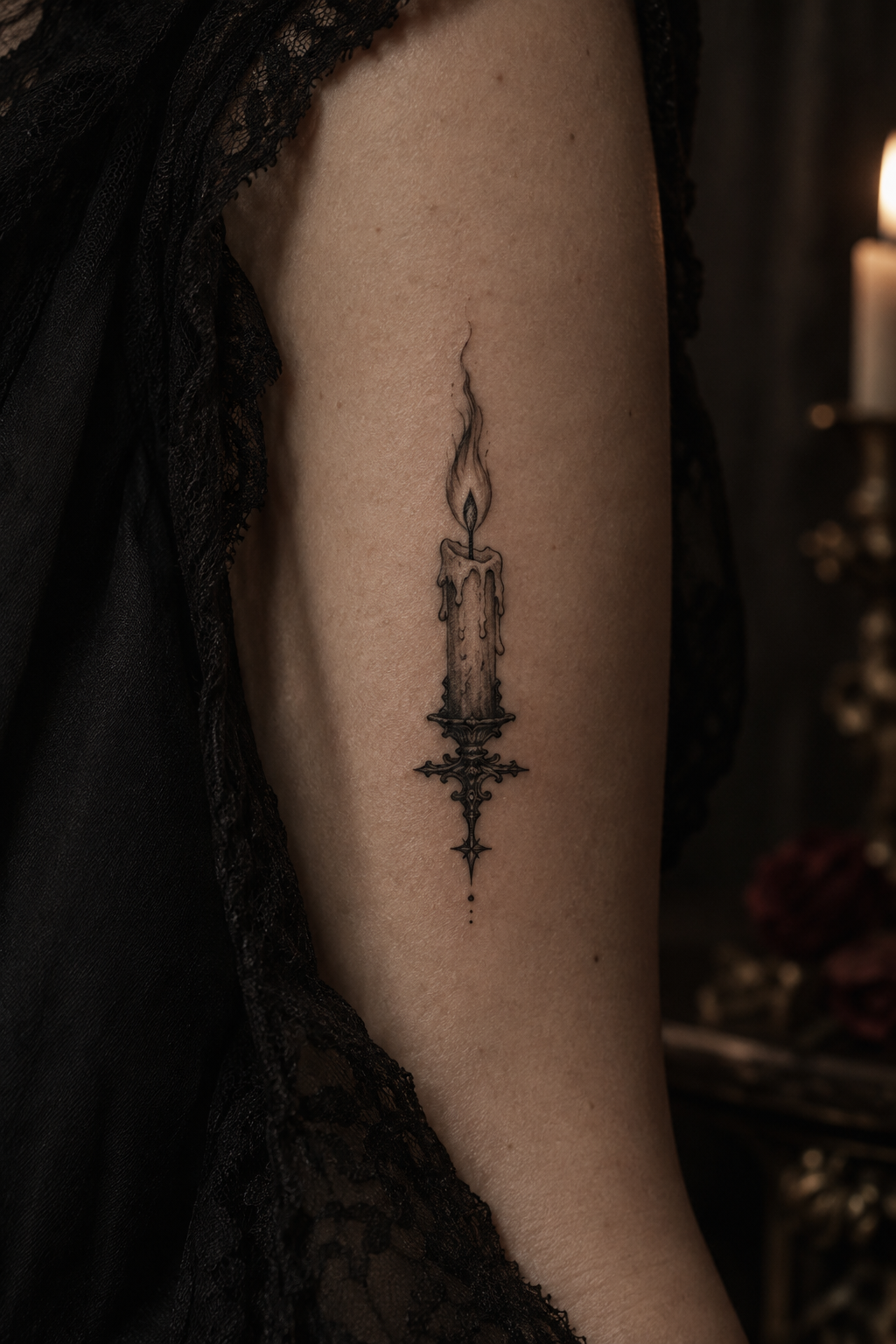 Candle Flame small gothic tattoo idea