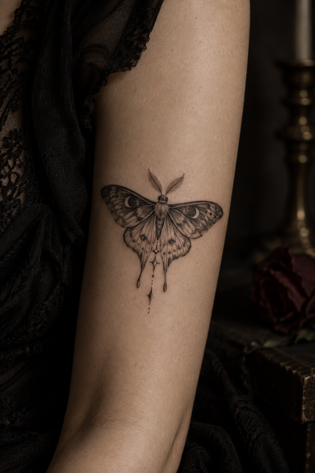 Moth Detail small gothic tattoo idea