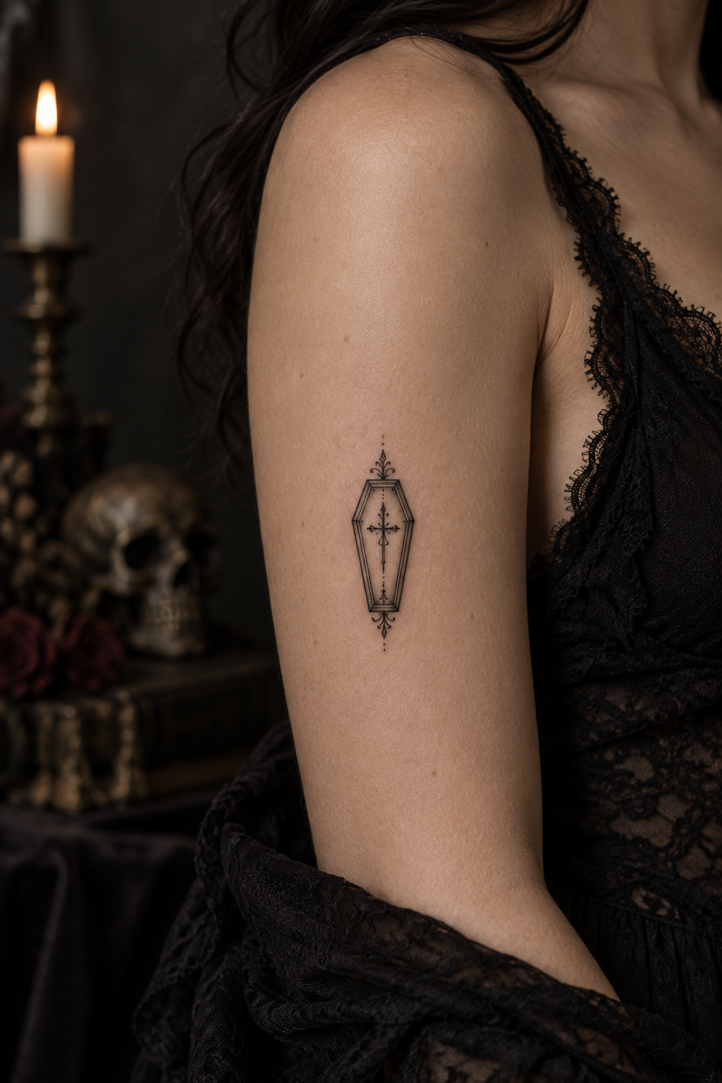 Coffin Outline small gothic tattoo idea