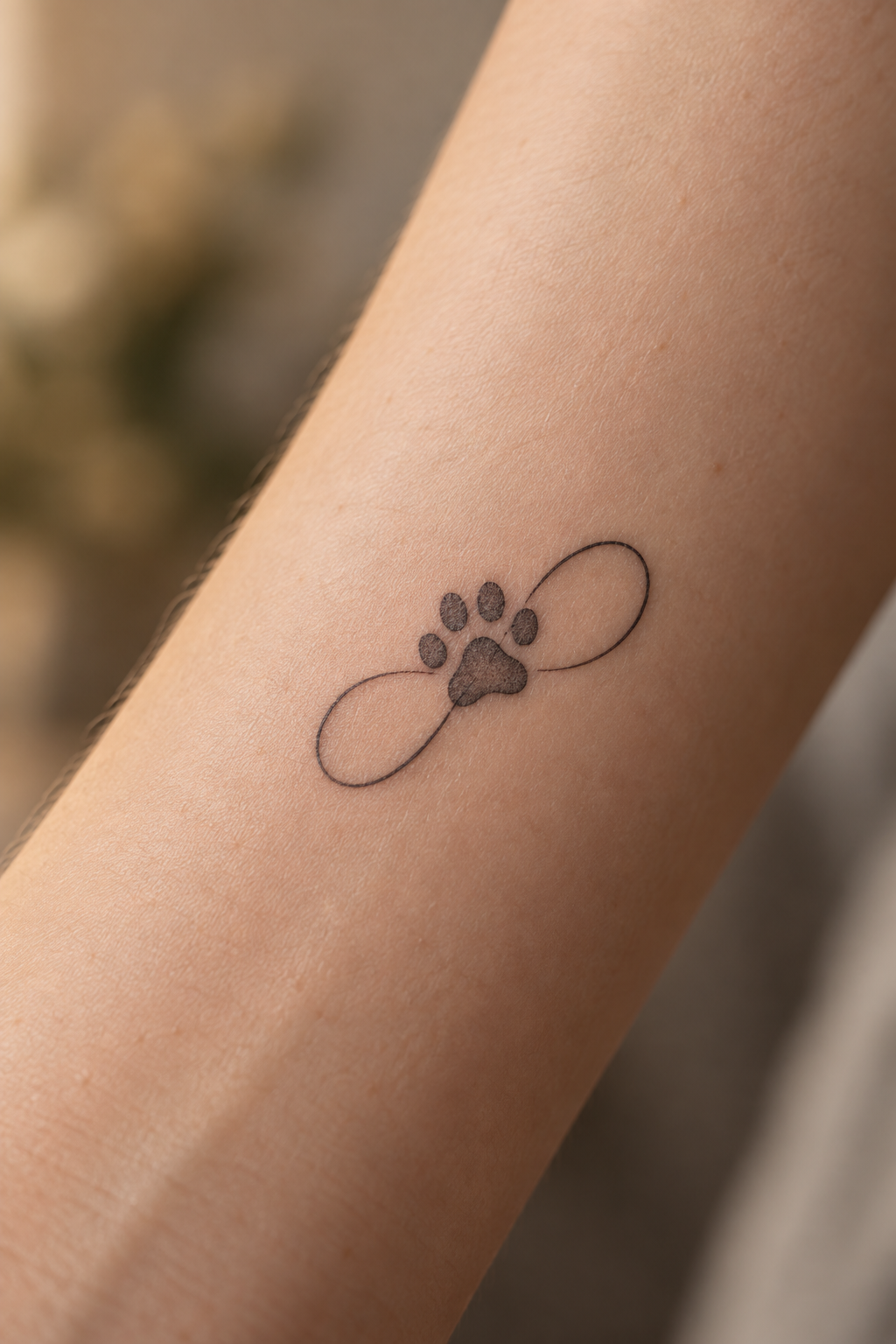 Everlasting Paw Print small memorial tattoo idea
