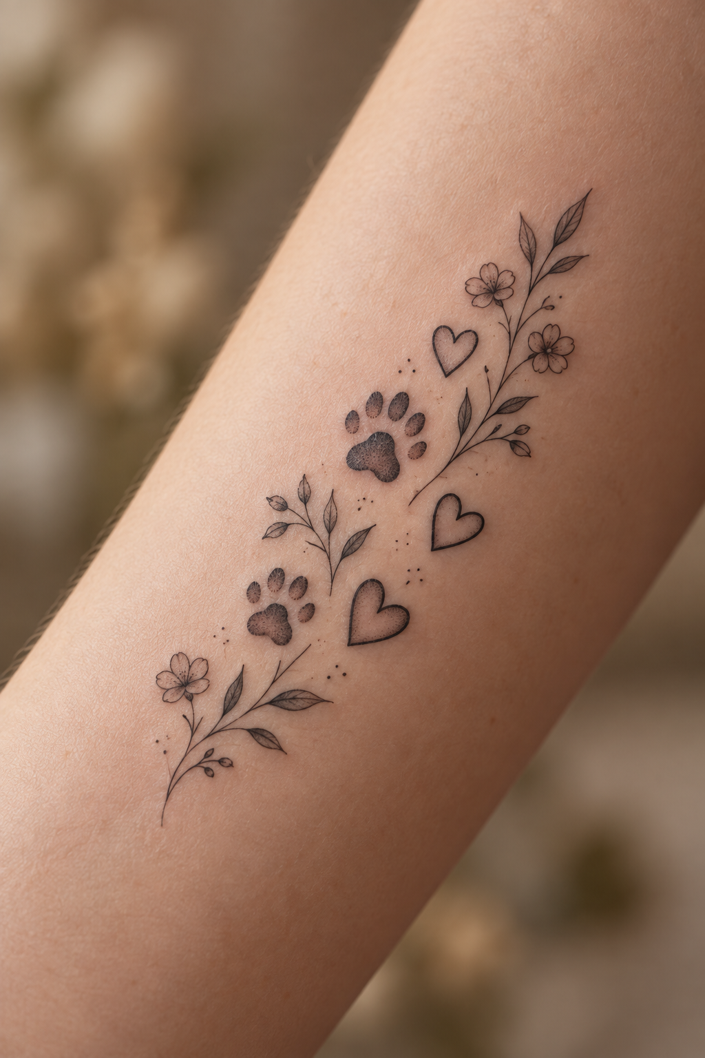Delicate Floral Additions small memorial tattoo idea