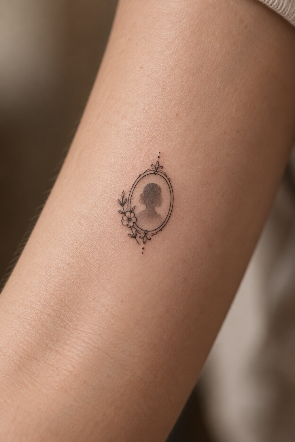 Tiny Portrait Frames small memorial tattoo idea