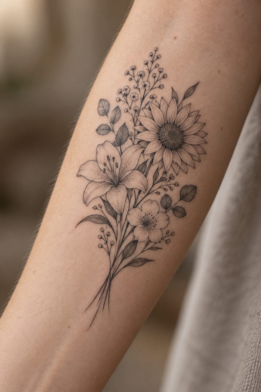Favorite Flower Tributes small memorial tattoo idea