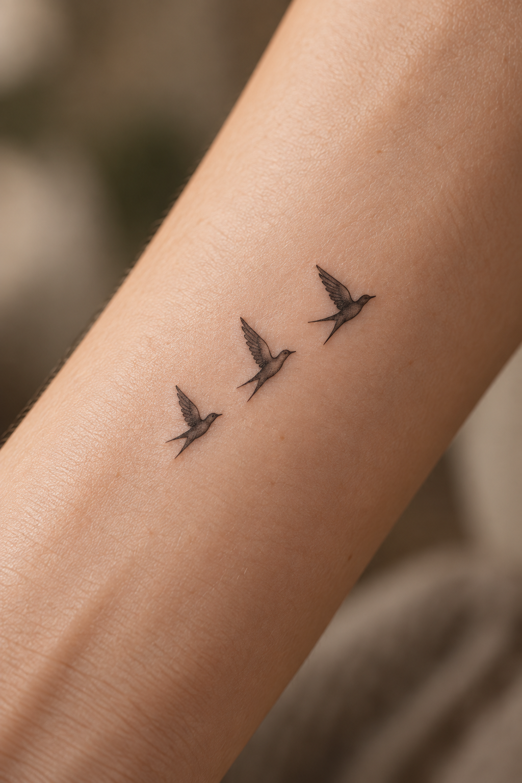 Tiny Bird Silhouettes small memorial tattoo idea