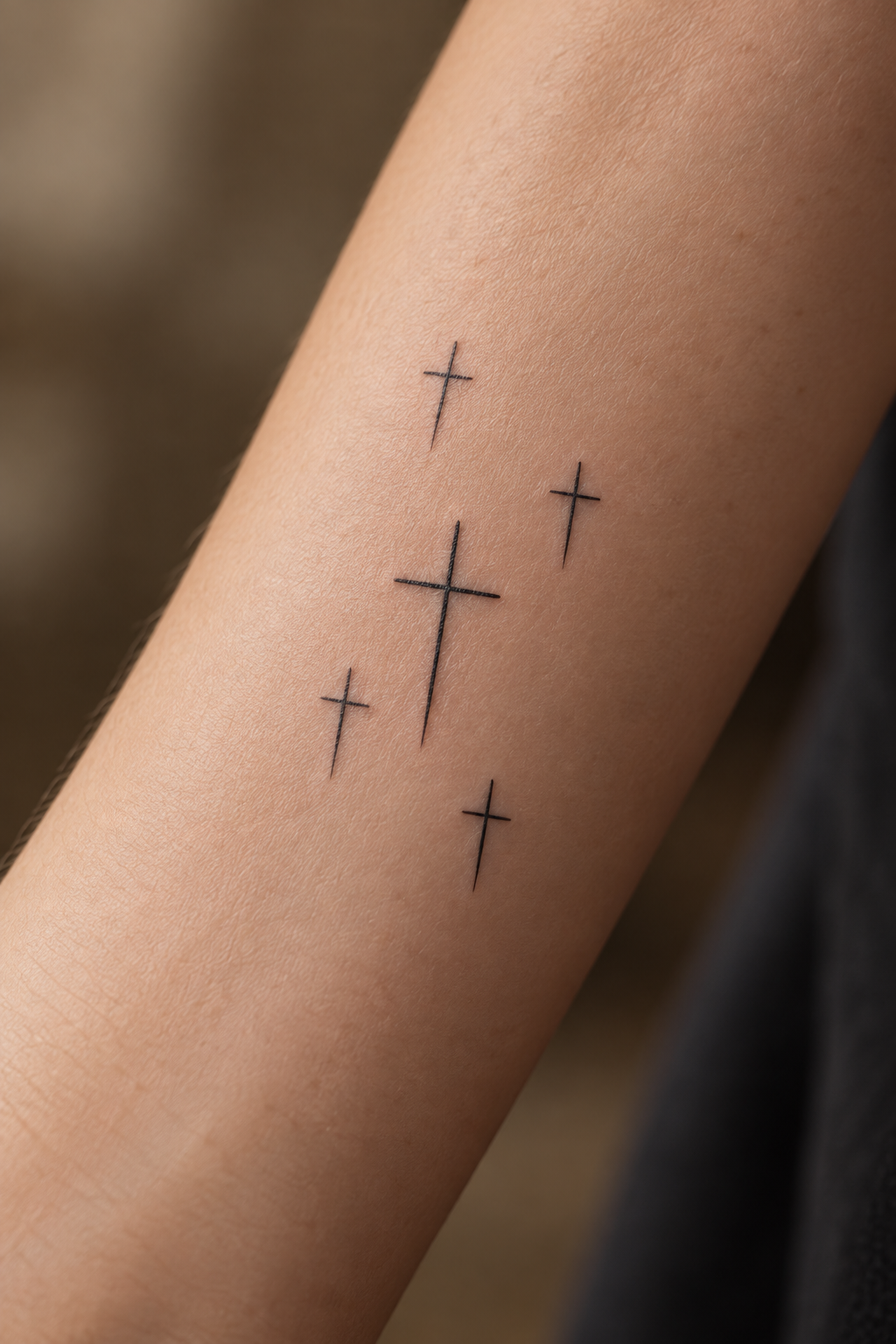 Minimalist Crosses small memorial tattoo idea