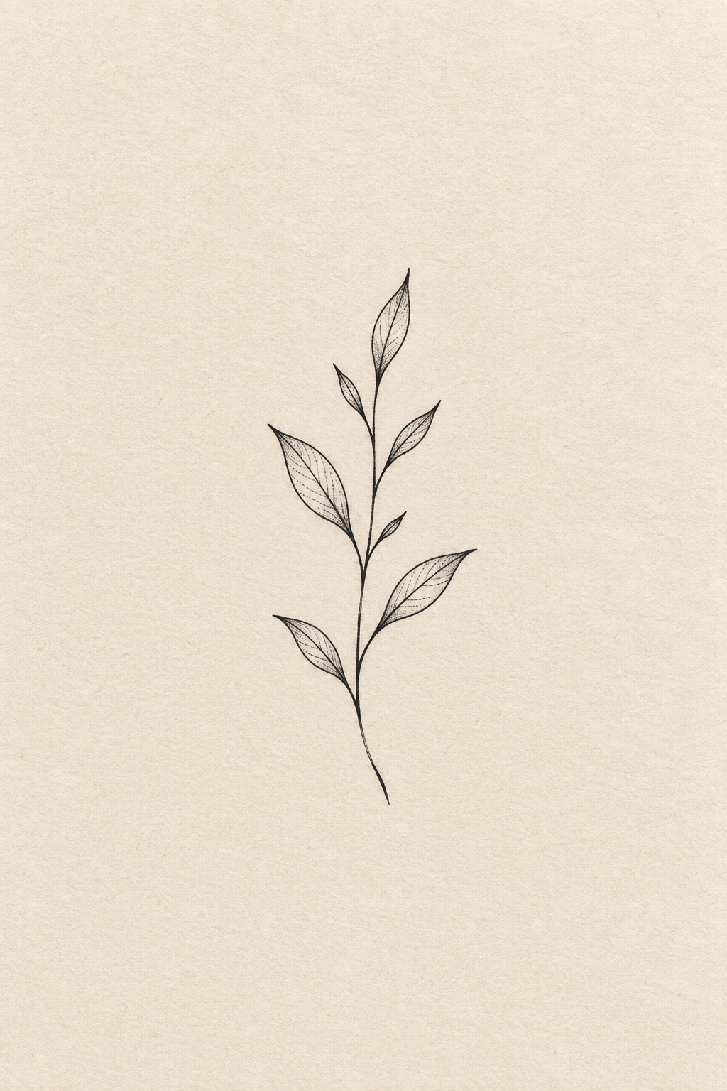 Tiny leaf sprig small nature tattoo idea