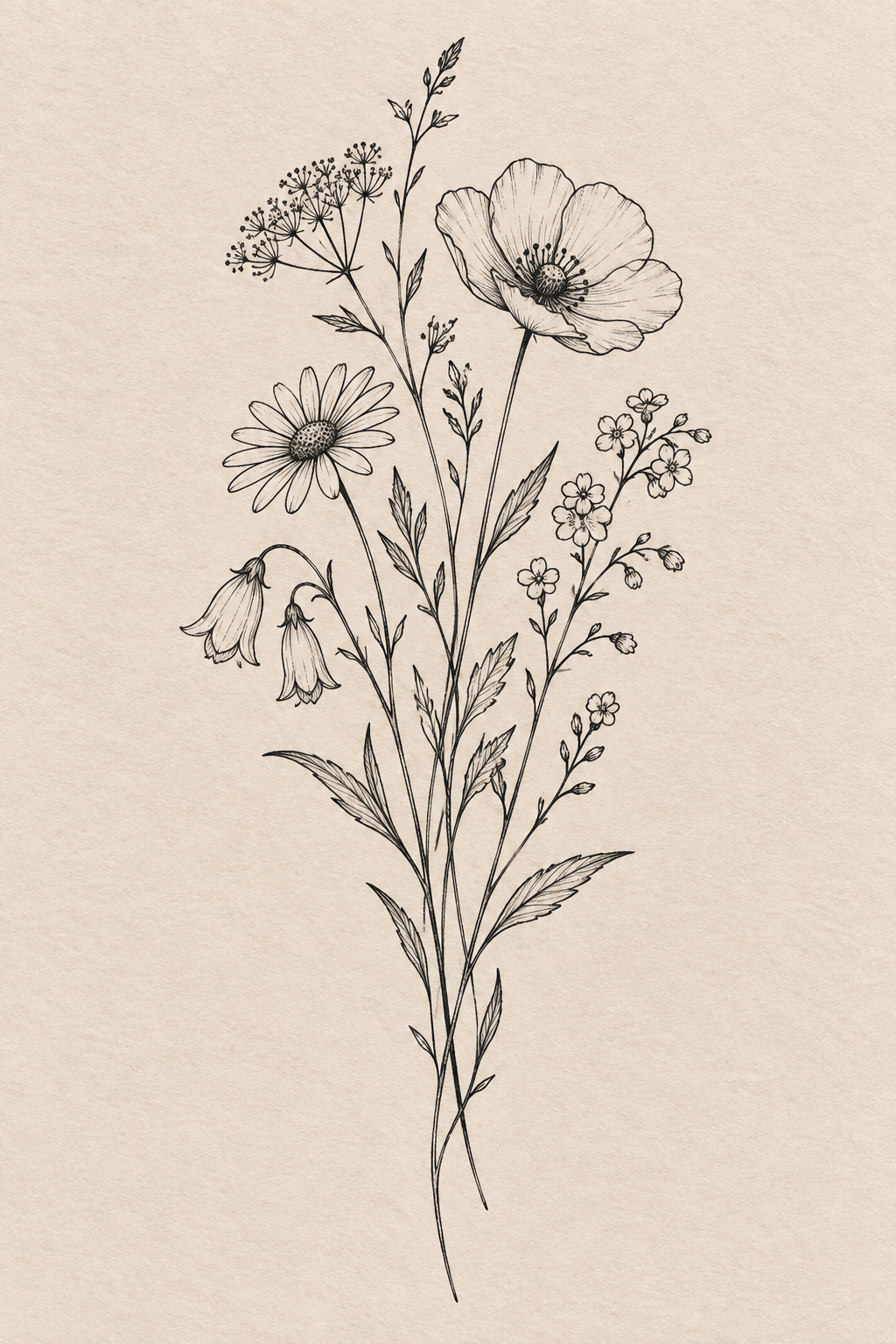 Fine-line wildflower small nature tattoo idea
