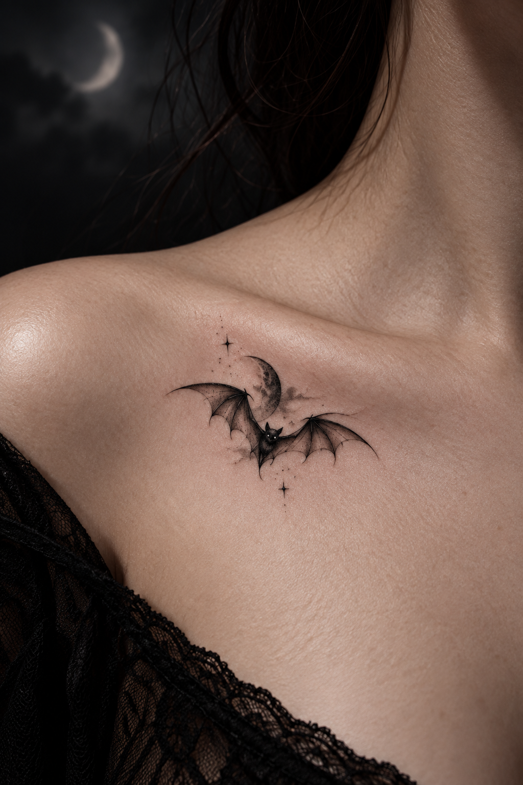 tiny gothic tattoo ideas: spooky vampire bats