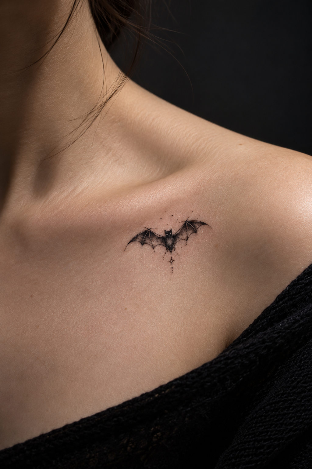 tiny gothic tattoo ideas: tiny bat