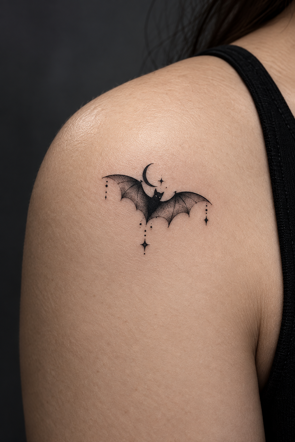 tiny gothic tattoo ideas: shadow bat