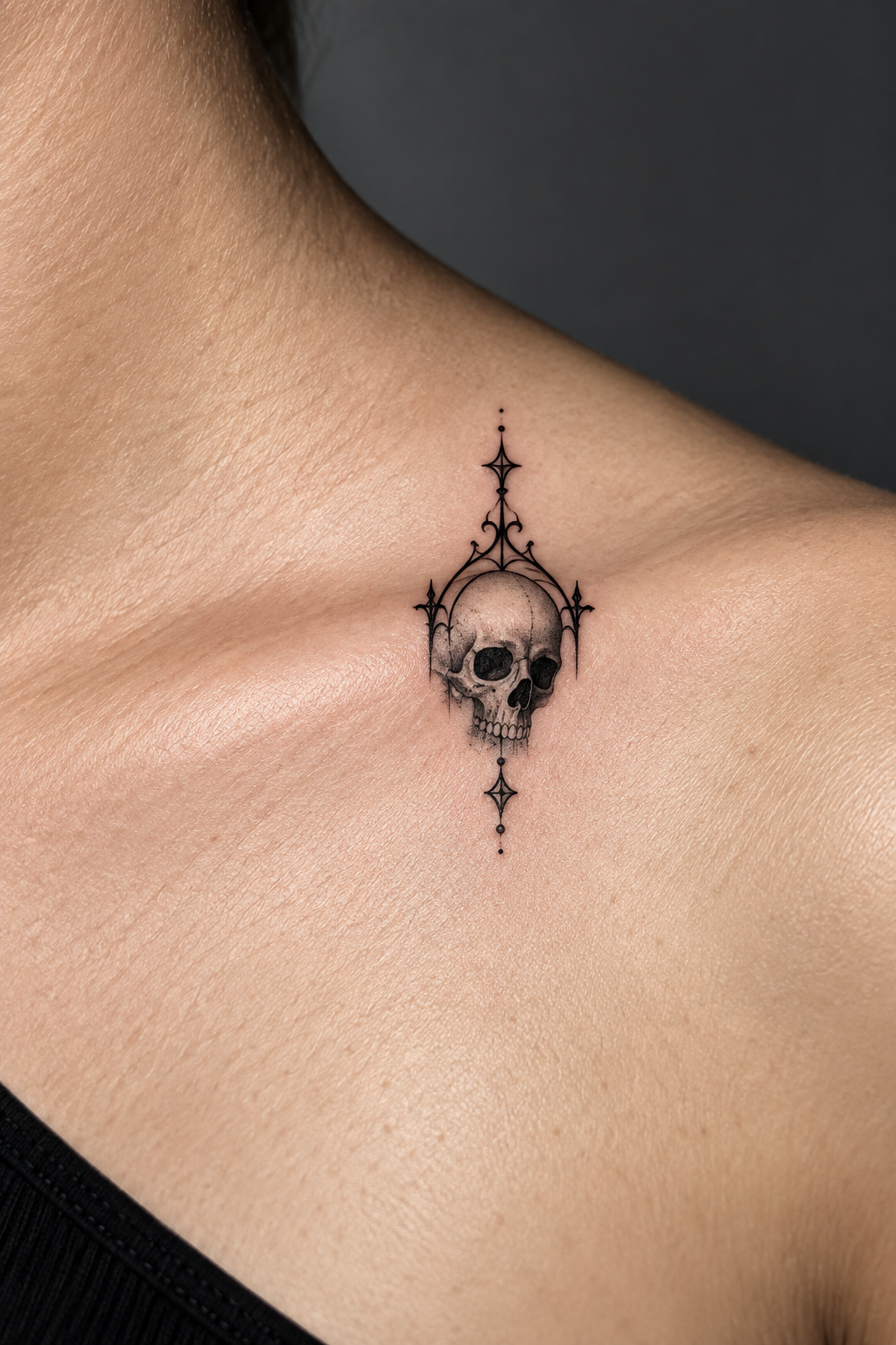 tiny gothic tattoo ideas: tiny gothic skull