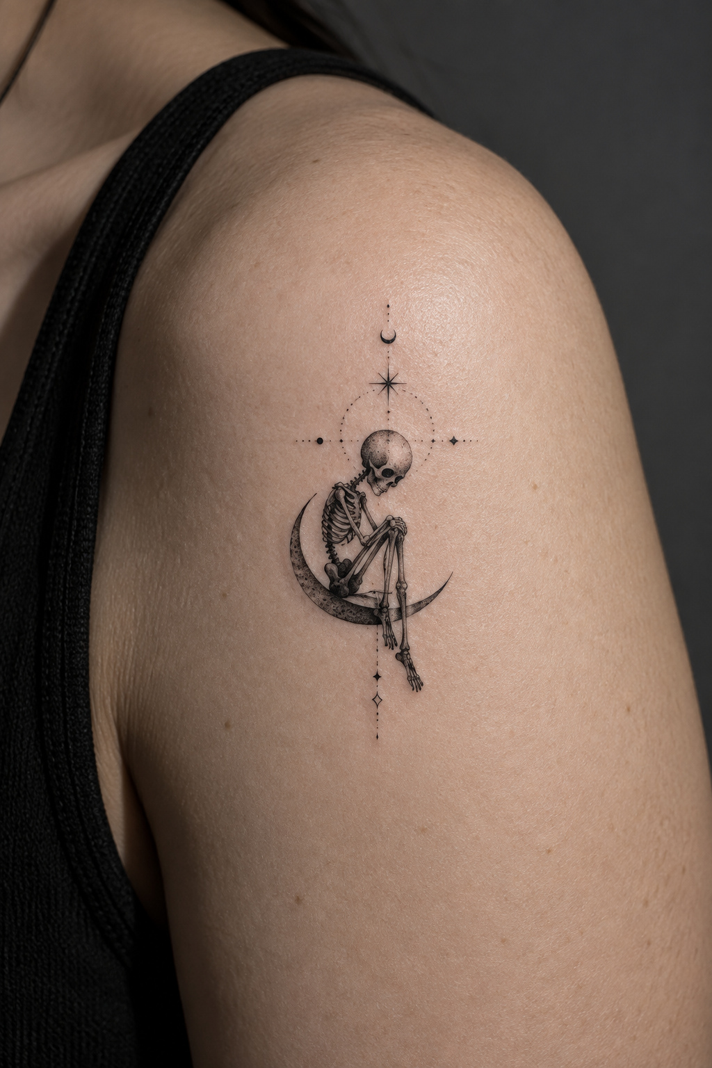tiny gothic tattoo ideas: creepy skeleton