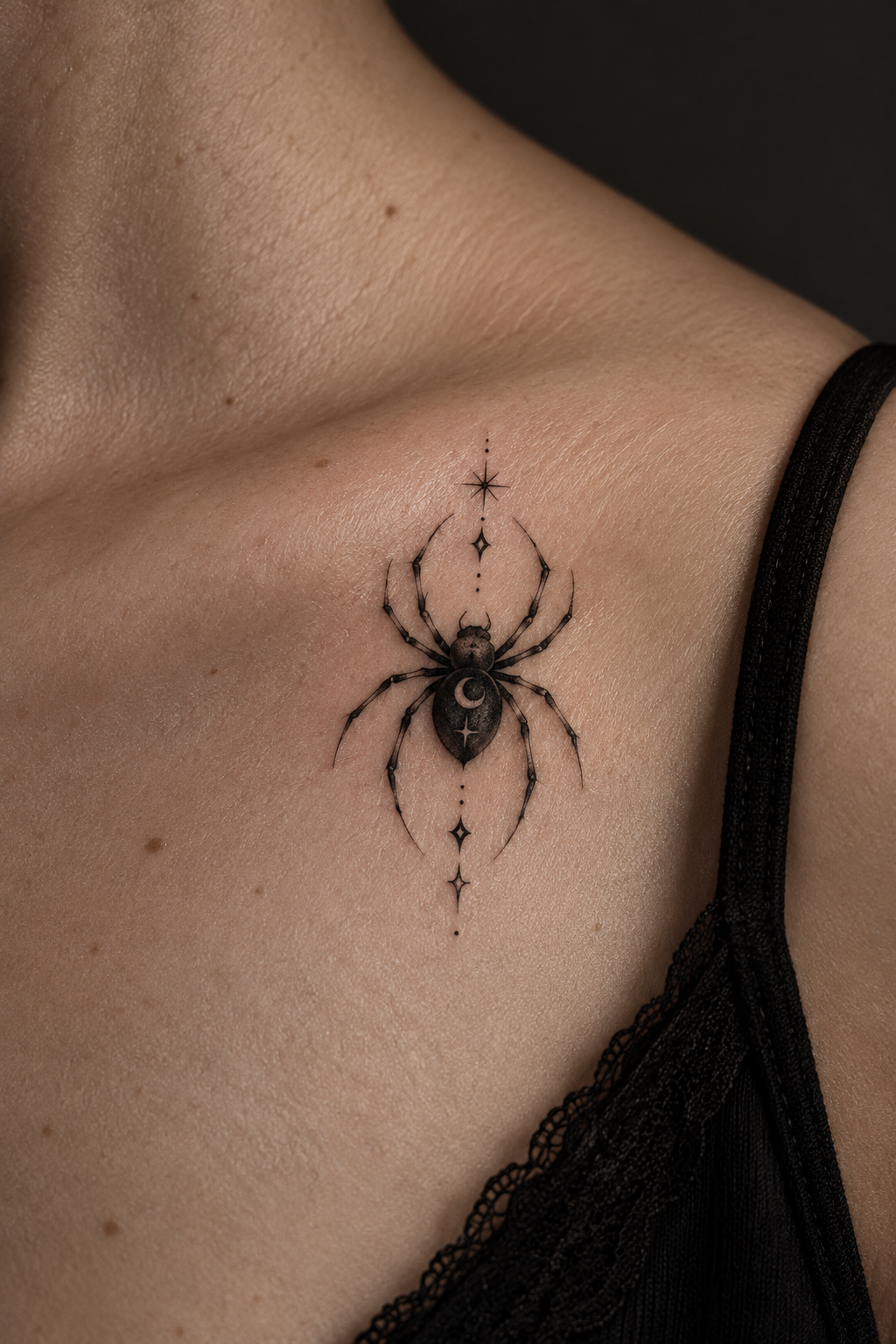 tiny gothic tattoo ideas: classic spider