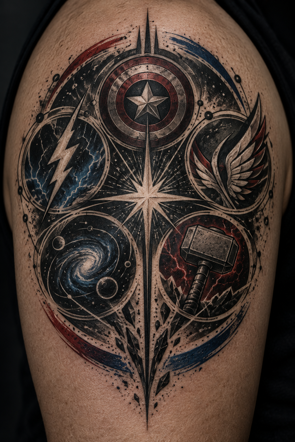 Avengers tattoo design 5 featuring superhero-inspired ink