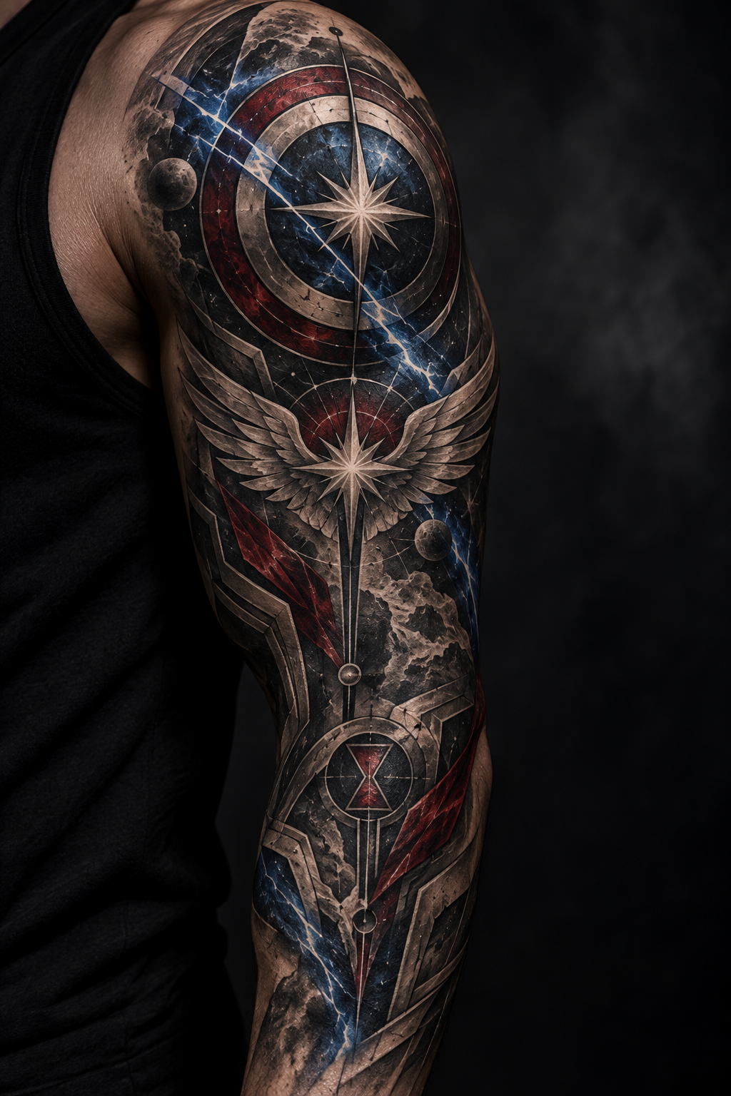 Avengers tattoo design 8 featuring superhero-inspired ink