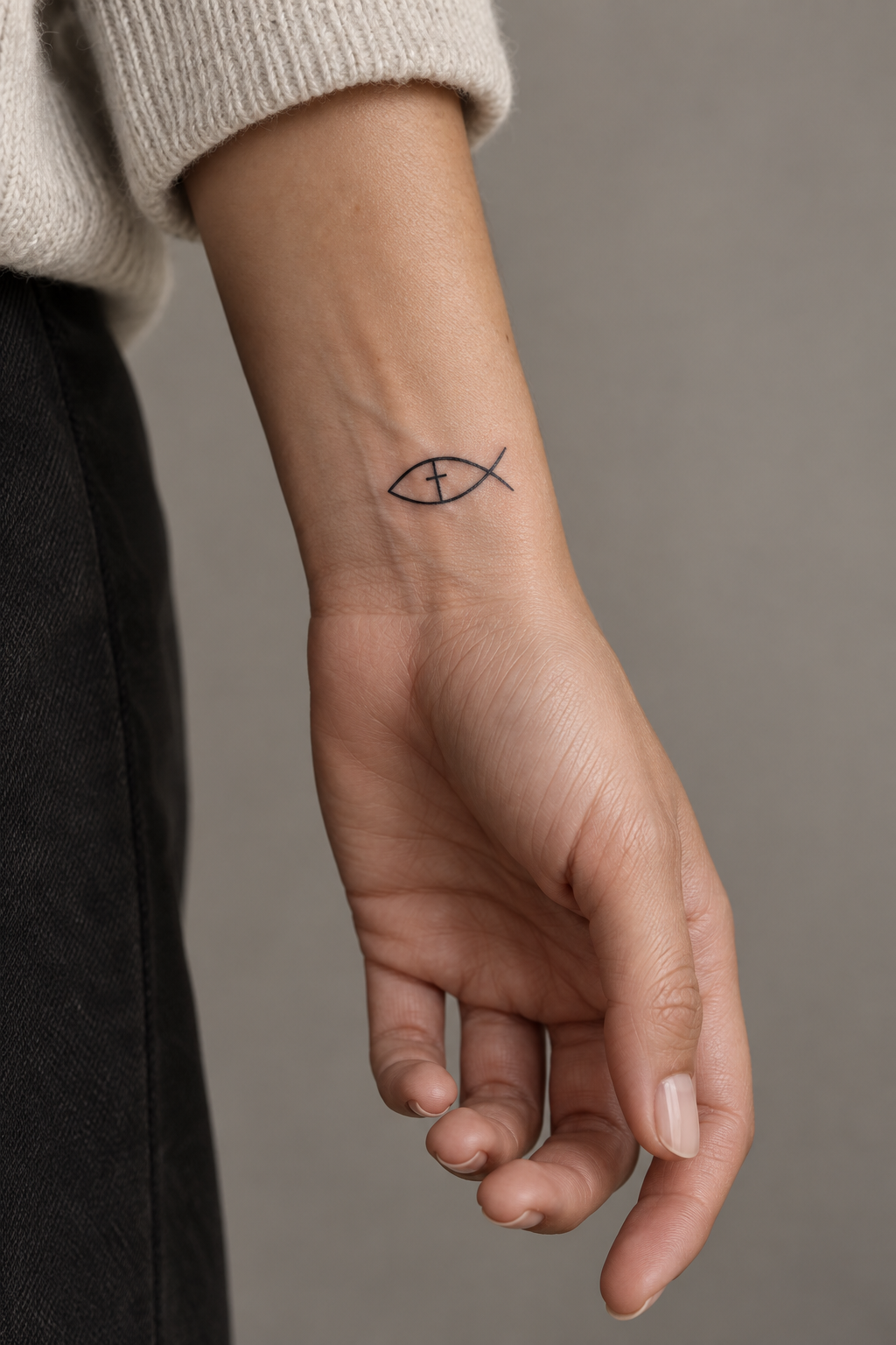 Geometric Cross Christian hand and wrist tattoo idea