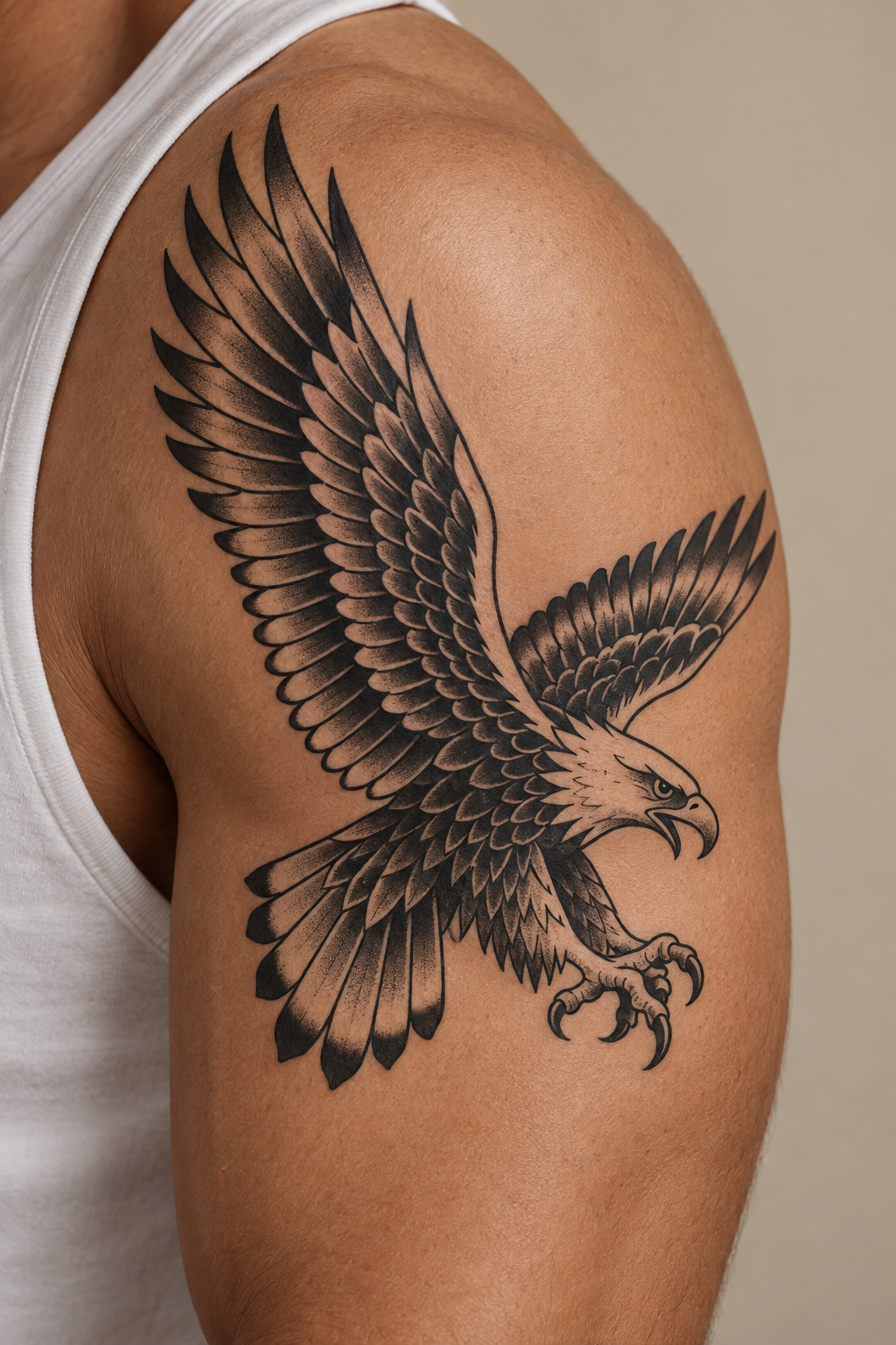 Traditional Eagle outer forearm tattoo idea for men