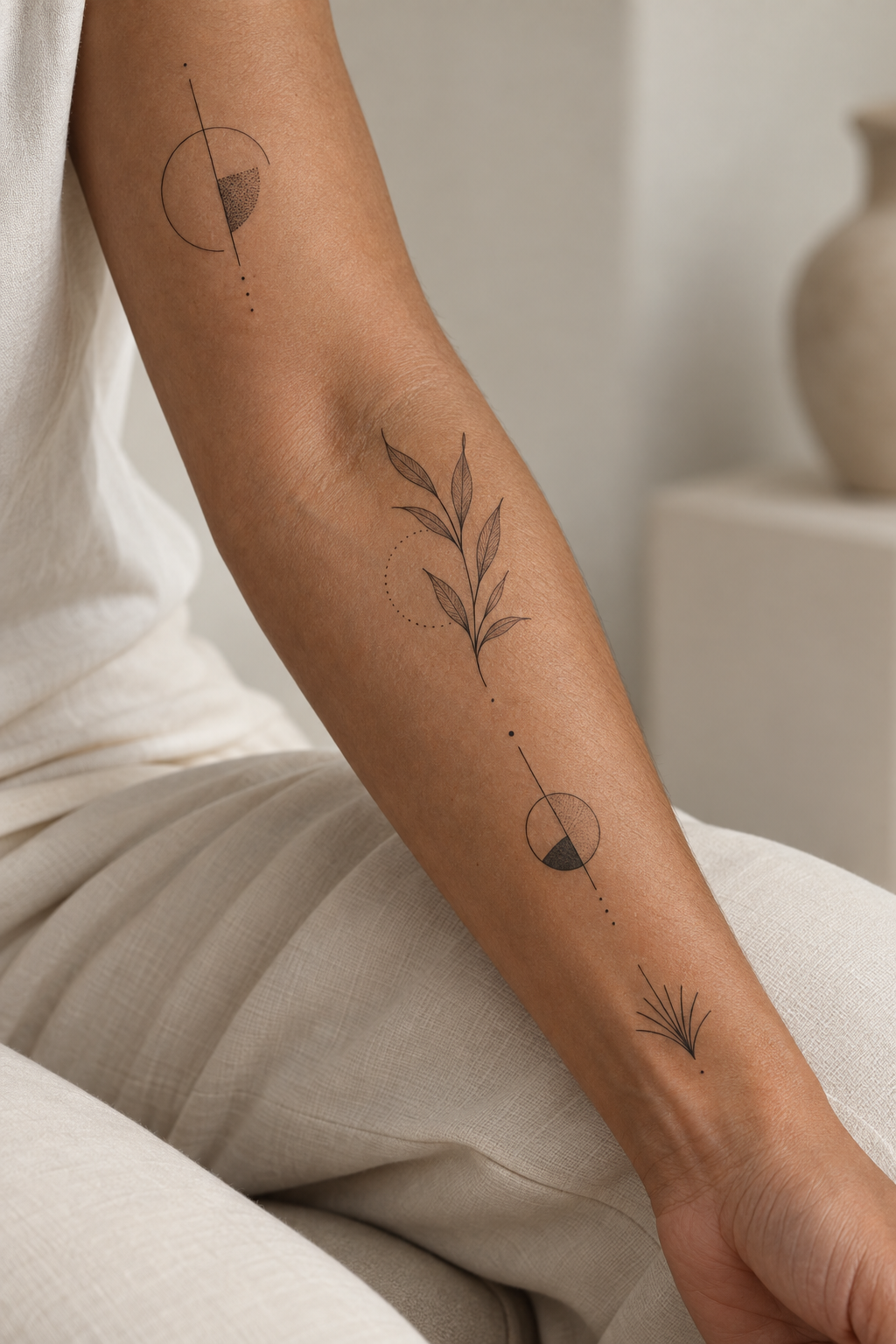 Minimalist Linework outer forearm tattoo idea for men