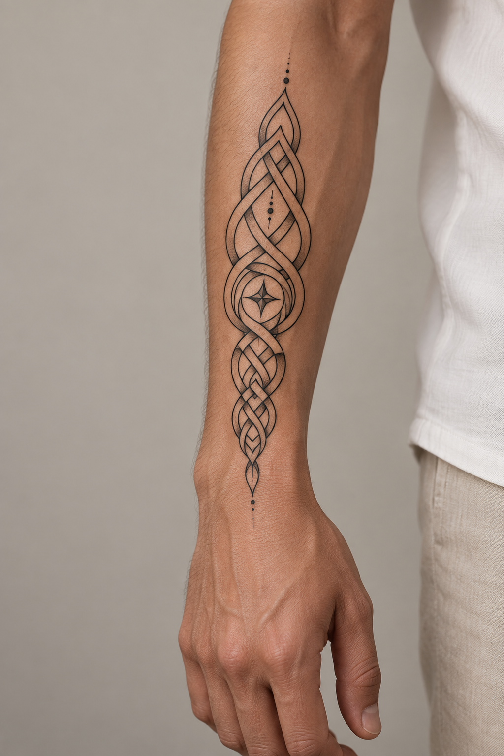 Celtic Knotwork outer forearm tattoo idea for men