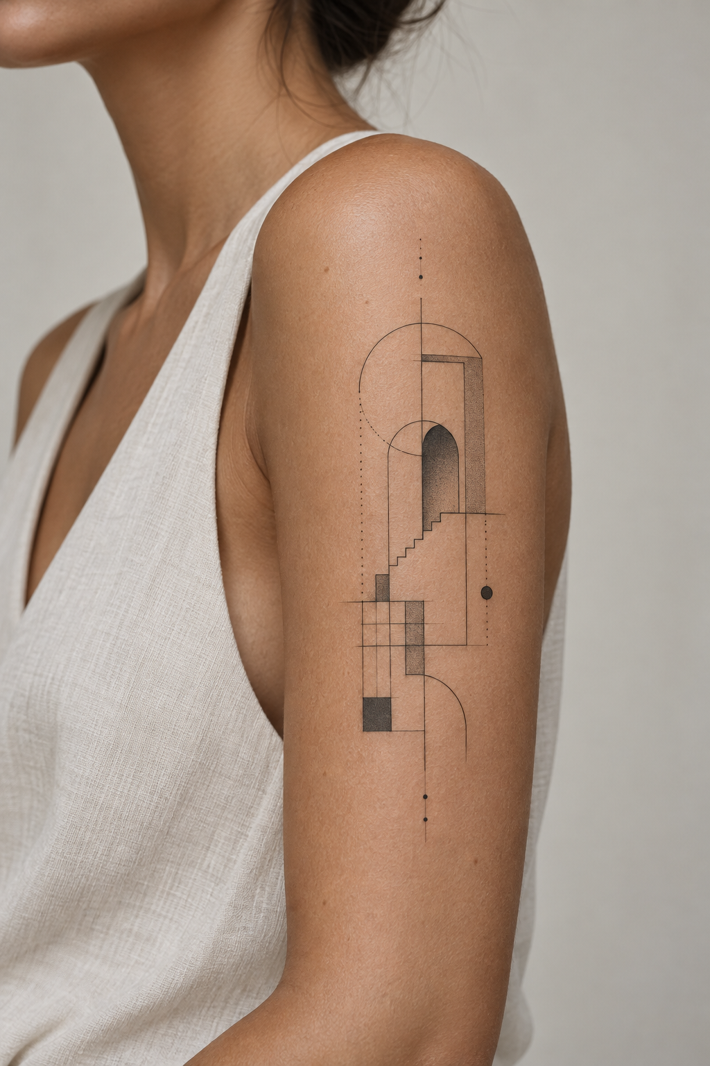 Architectural Design outer forearm tattoo idea for men