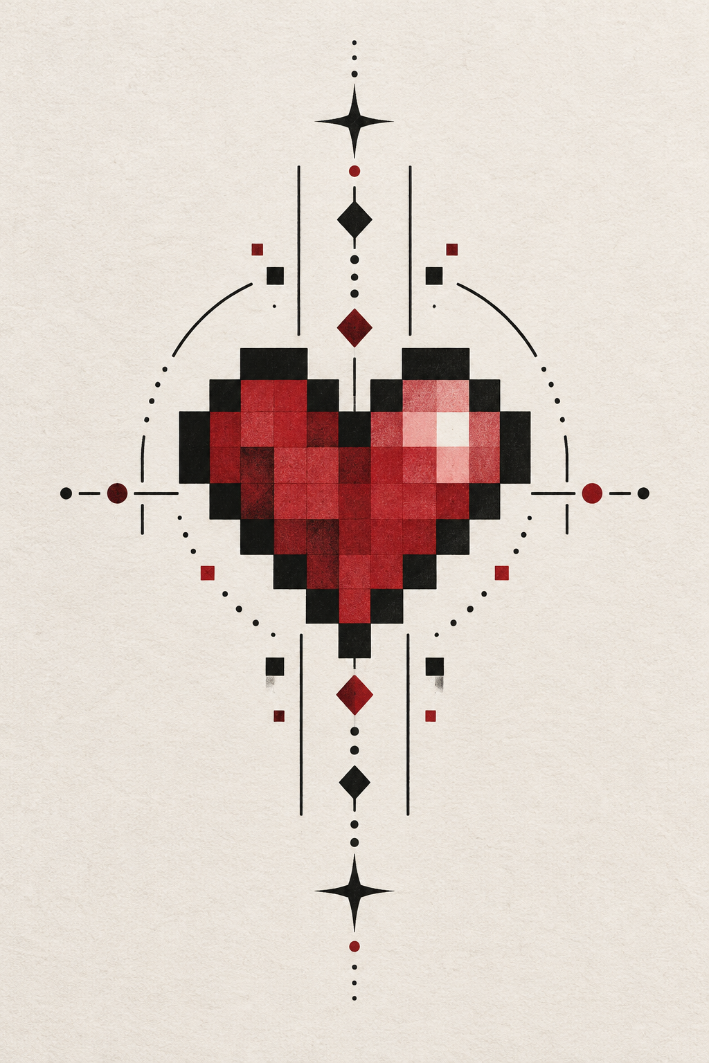 Pixel Heart pixel art tattoo style