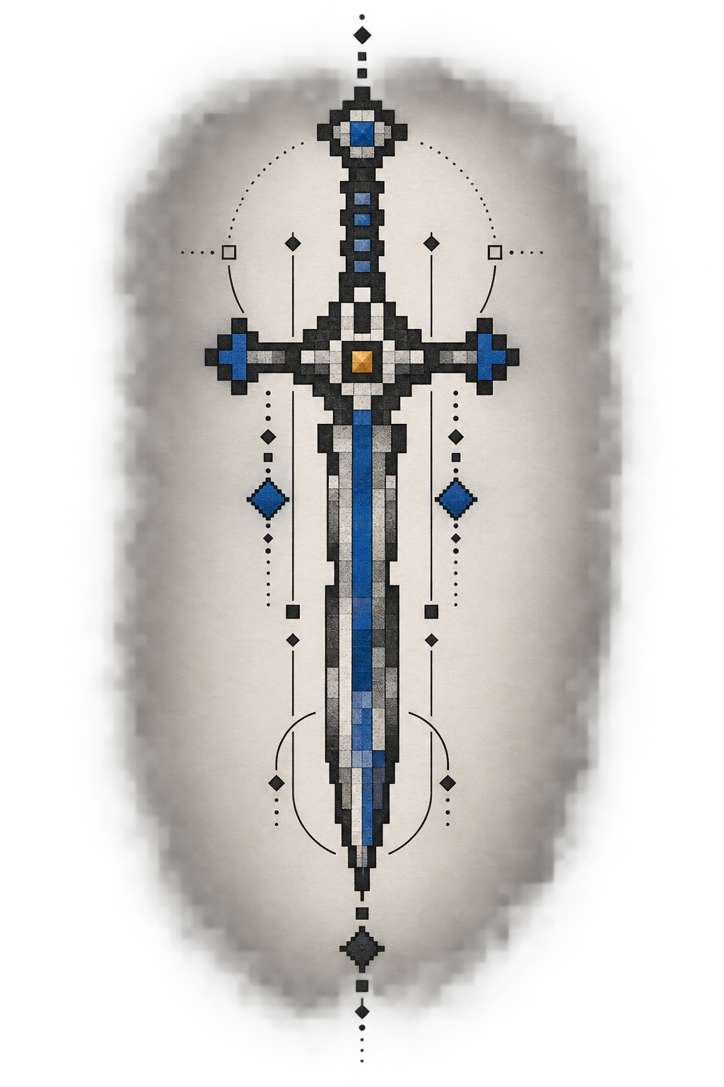Pixel Sword pixel art tattoo style