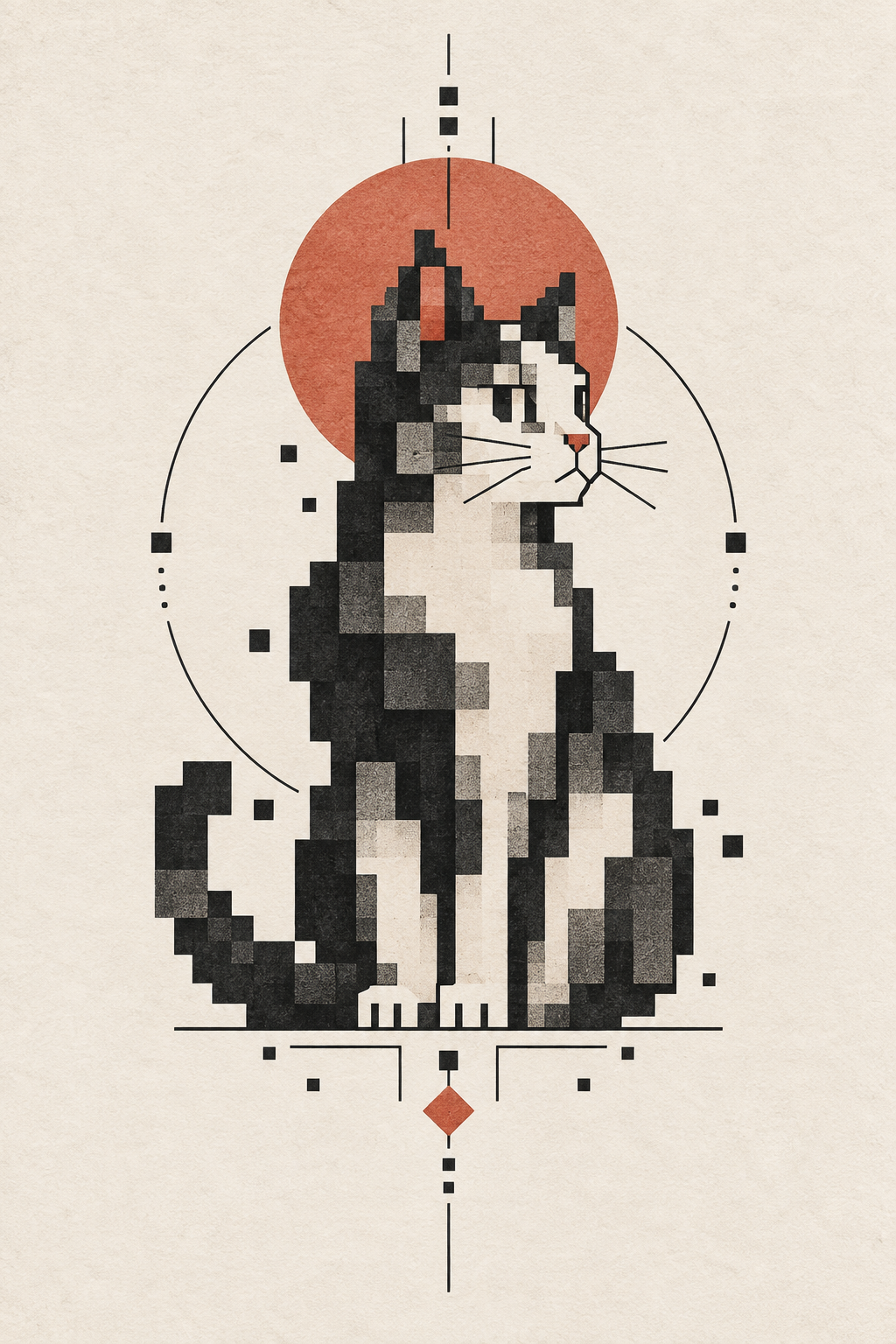 Pixel Cat pixel art tattoo style