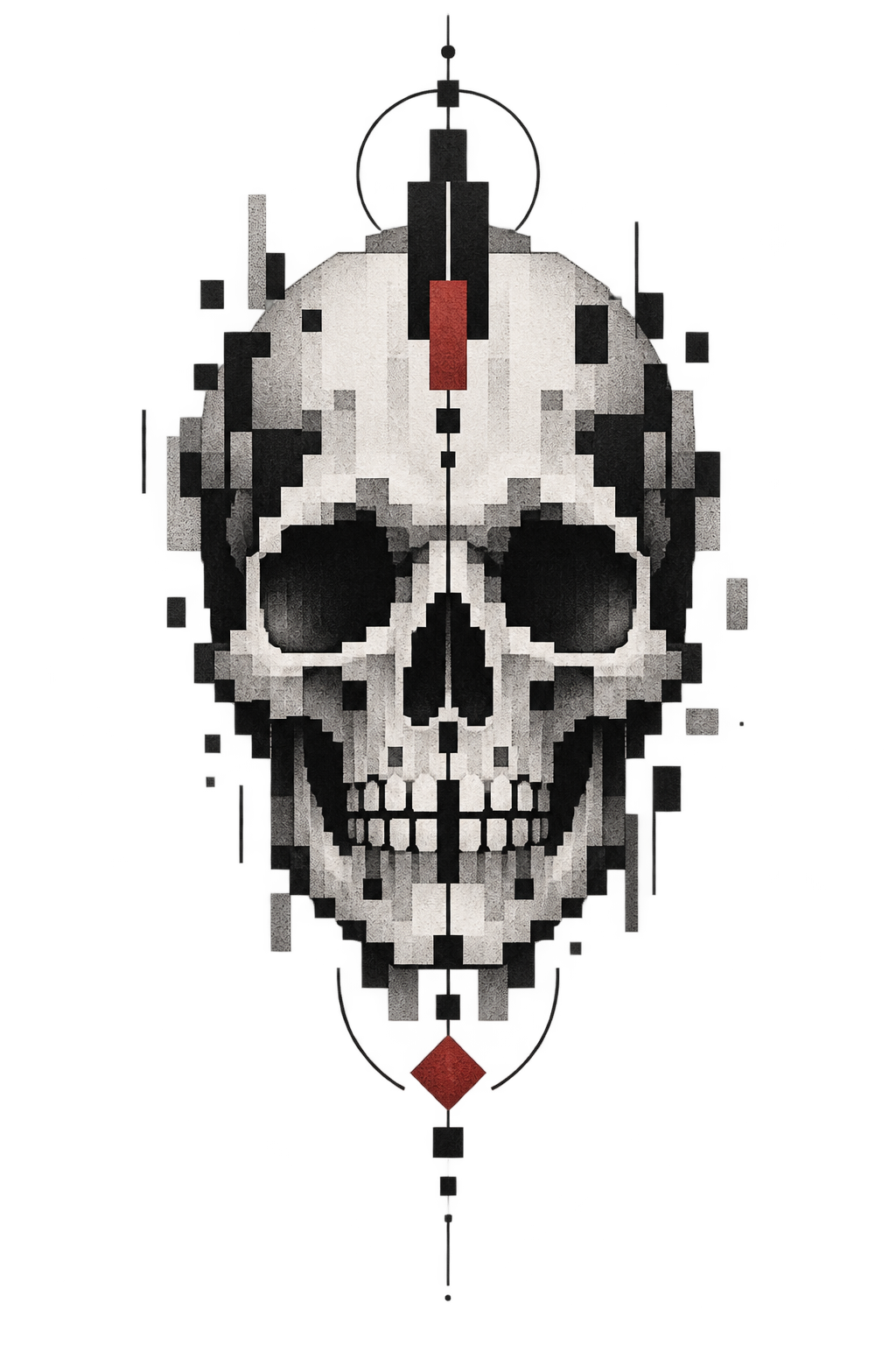 Pixel Skull pixel art tattoo style