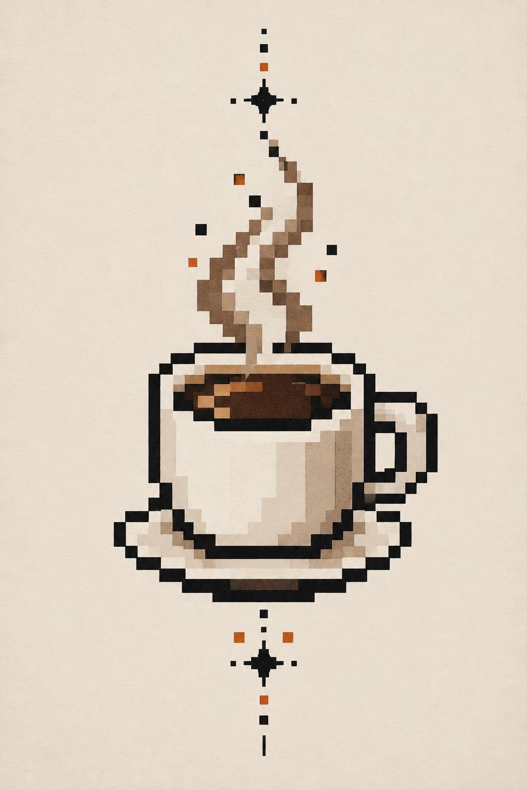 8-Bit Coffee Cup pixel art tattoo style