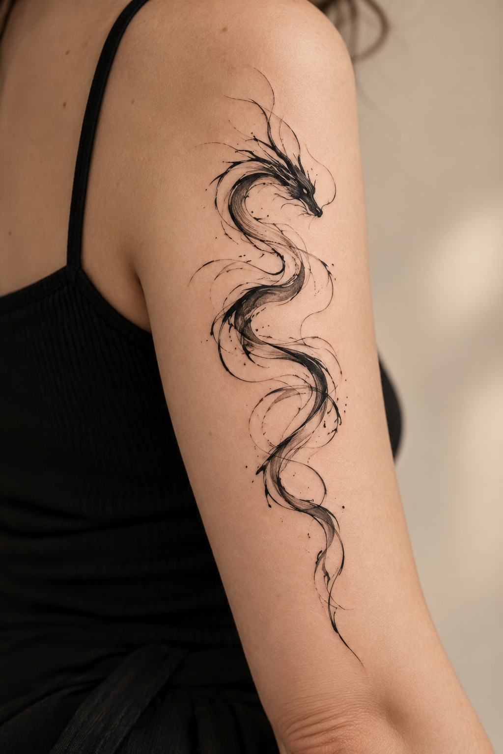 Red Thread Forearm Dragon Idea abstract dragon tattoo idea