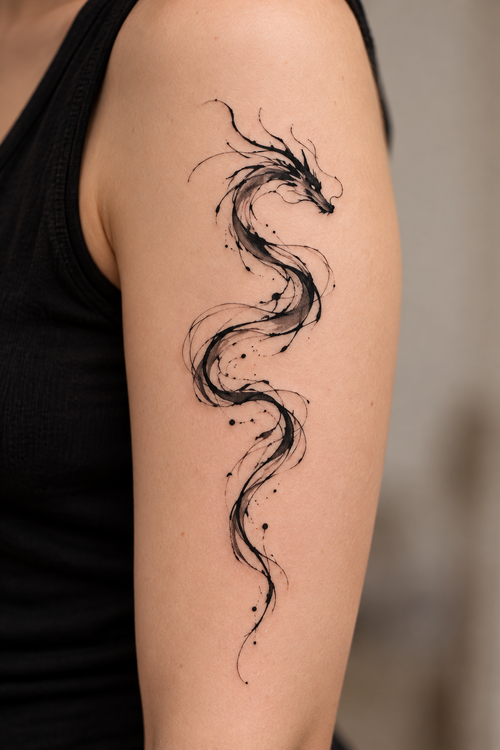 Dragon and Daisy Tattoo abstract dragon tattoo idea
