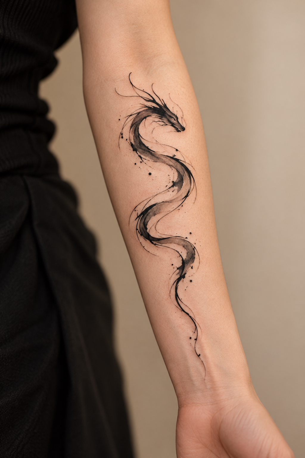 Red and Black Smoke Dragon Tattoo abstract dragon tattoo idea