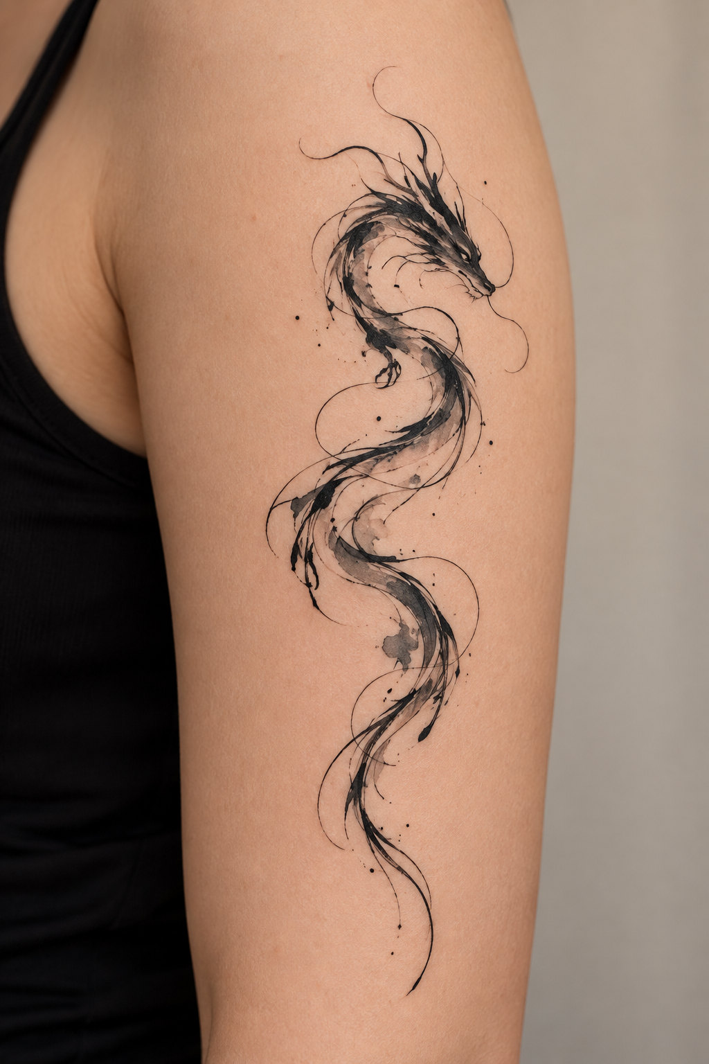 Layered Wisp Shoulder Art abstract dragon tattoo idea