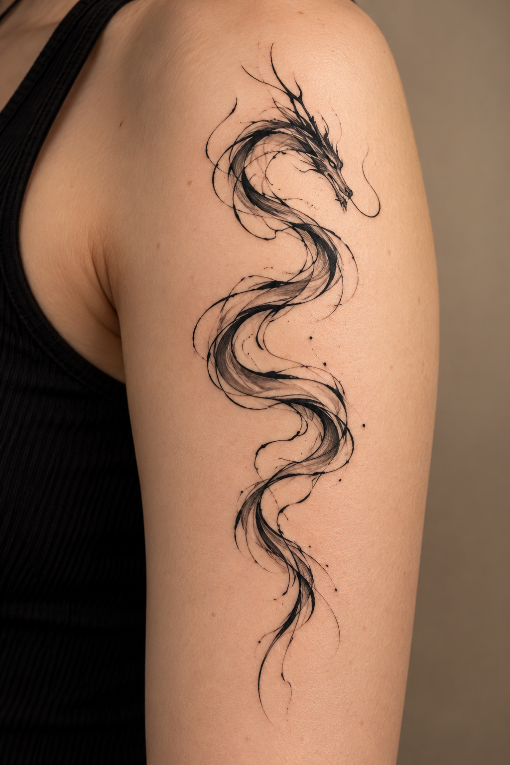 Red Ink Dragon Tattoo abstract dragon tattoo idea