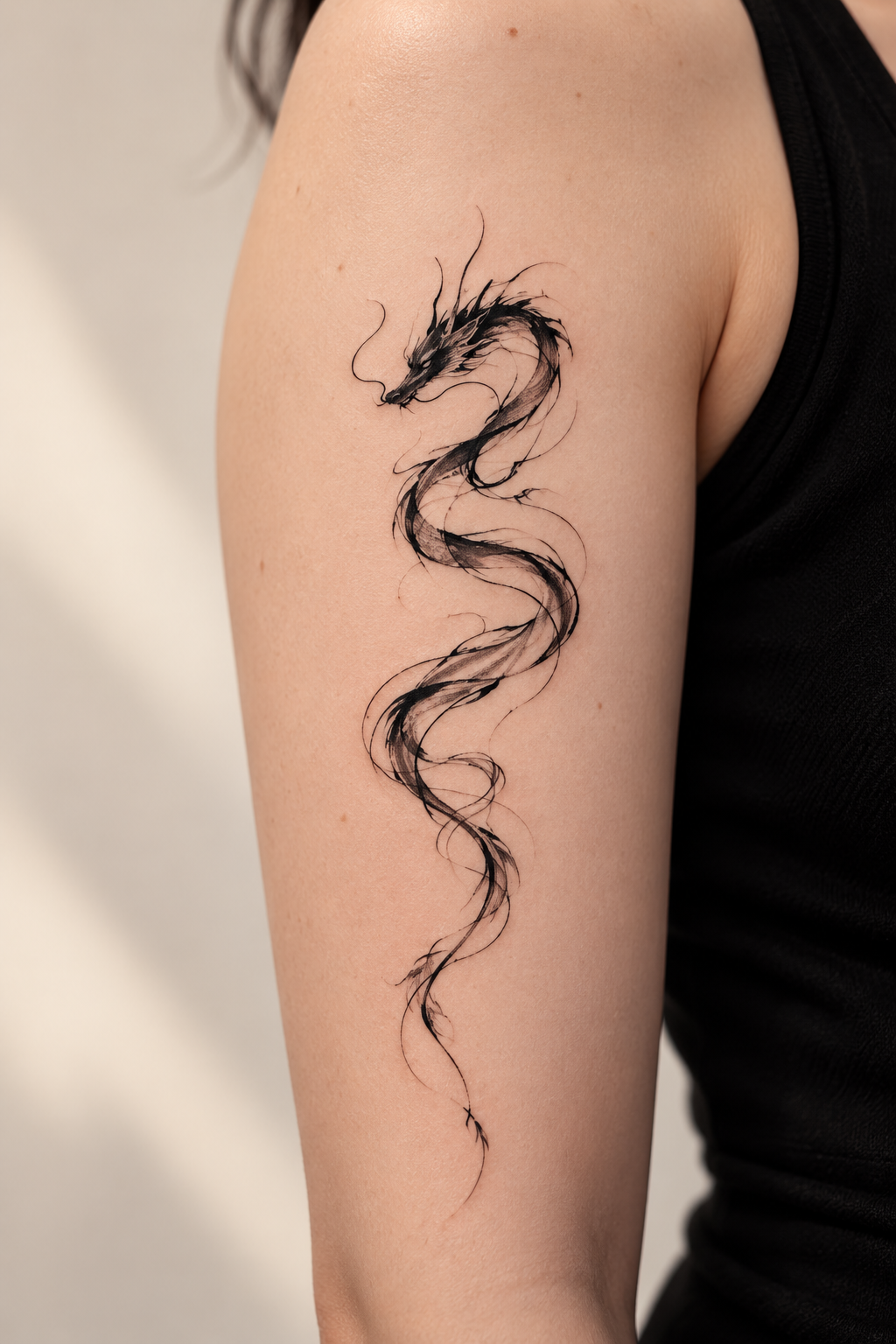 Cherry Blossom Dragon Sleeve Art abstract dragon tattoo idea