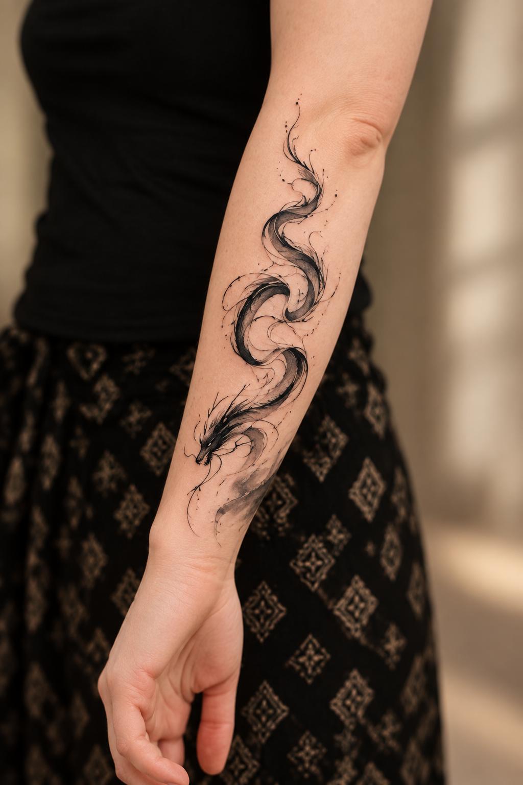 Dragon and Lotus Tattoo abstract dragon tattoo idea